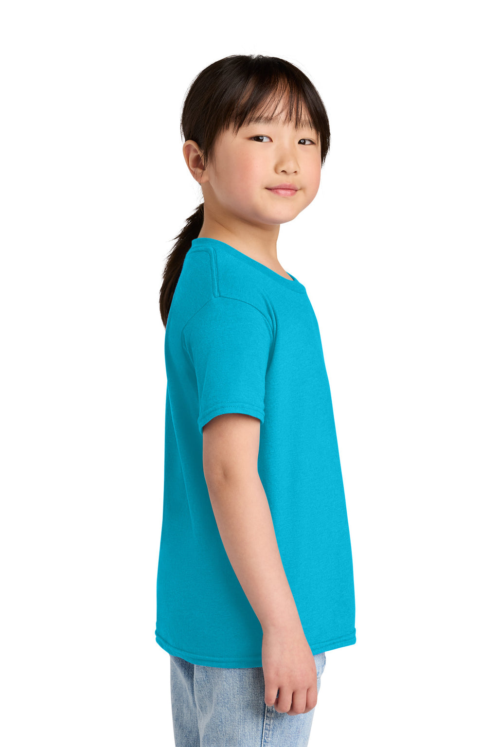 Gildan Youth Softstyle CVC Tee 64000BCVC - Caribbean Mist - side