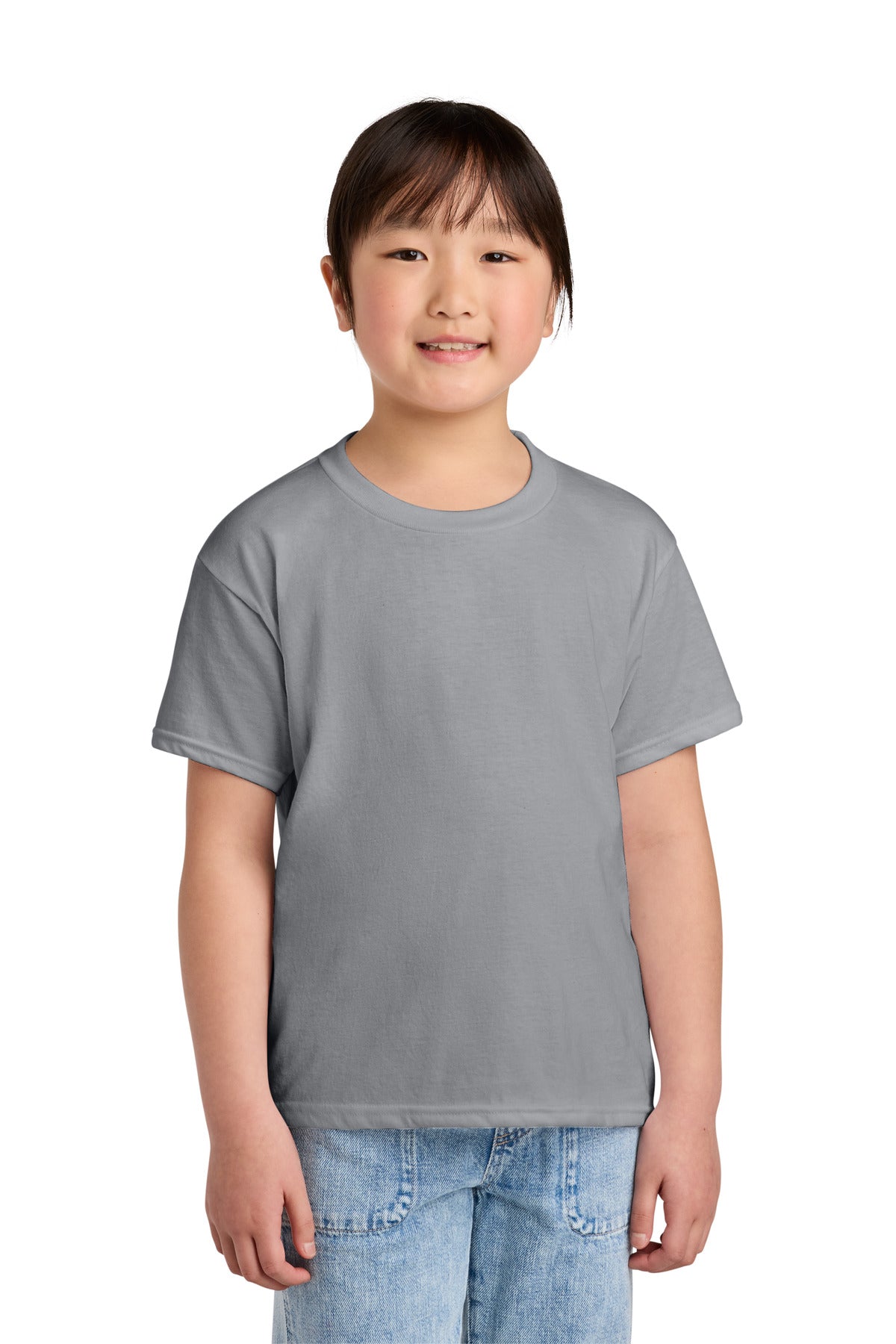 Gildan Youth Softstyle CVC Tee 64000BCVC - Cement - front