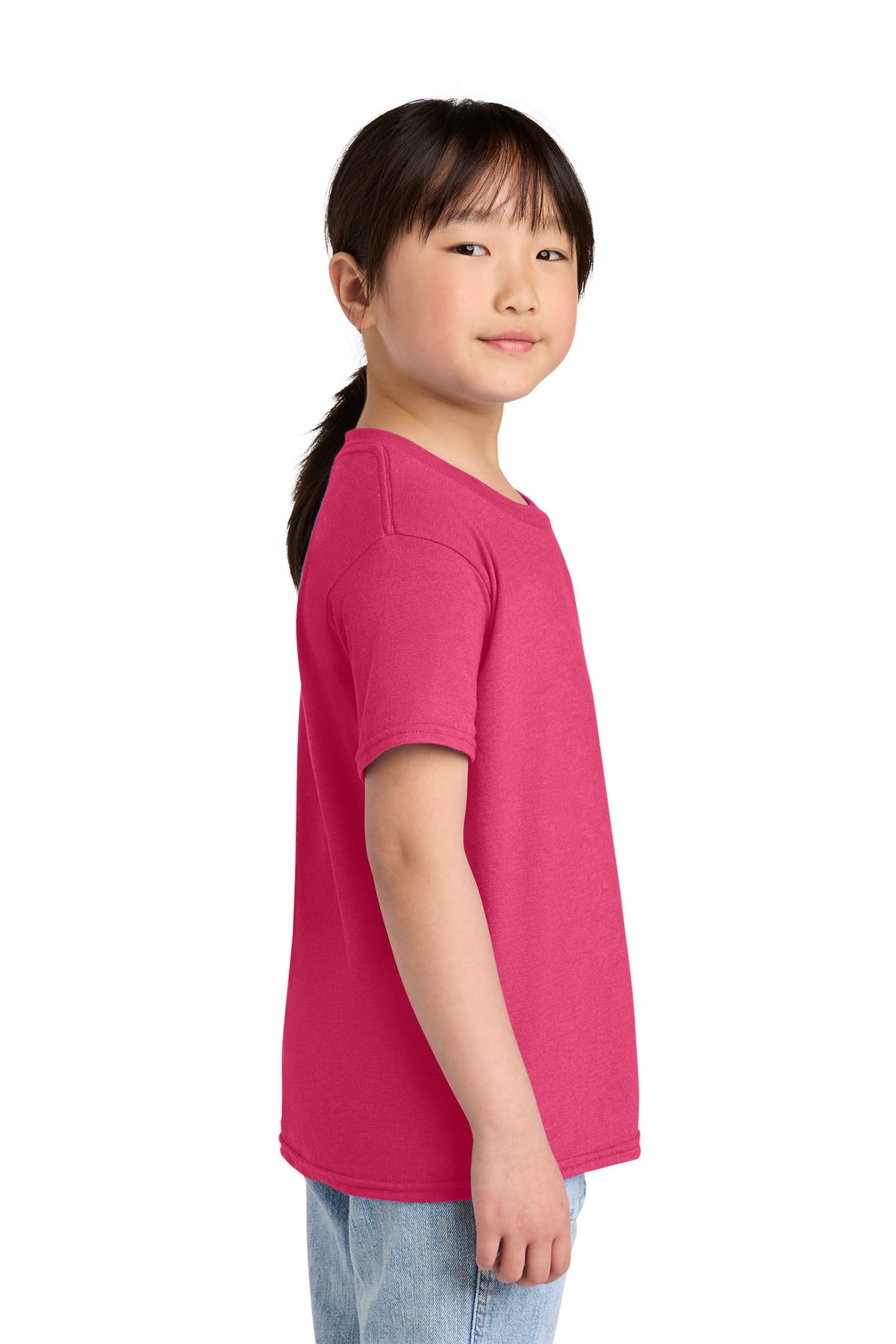 Gildan Youth Softstyle CVC Tee 64000BCVC - Pink Lemonade Mist - side