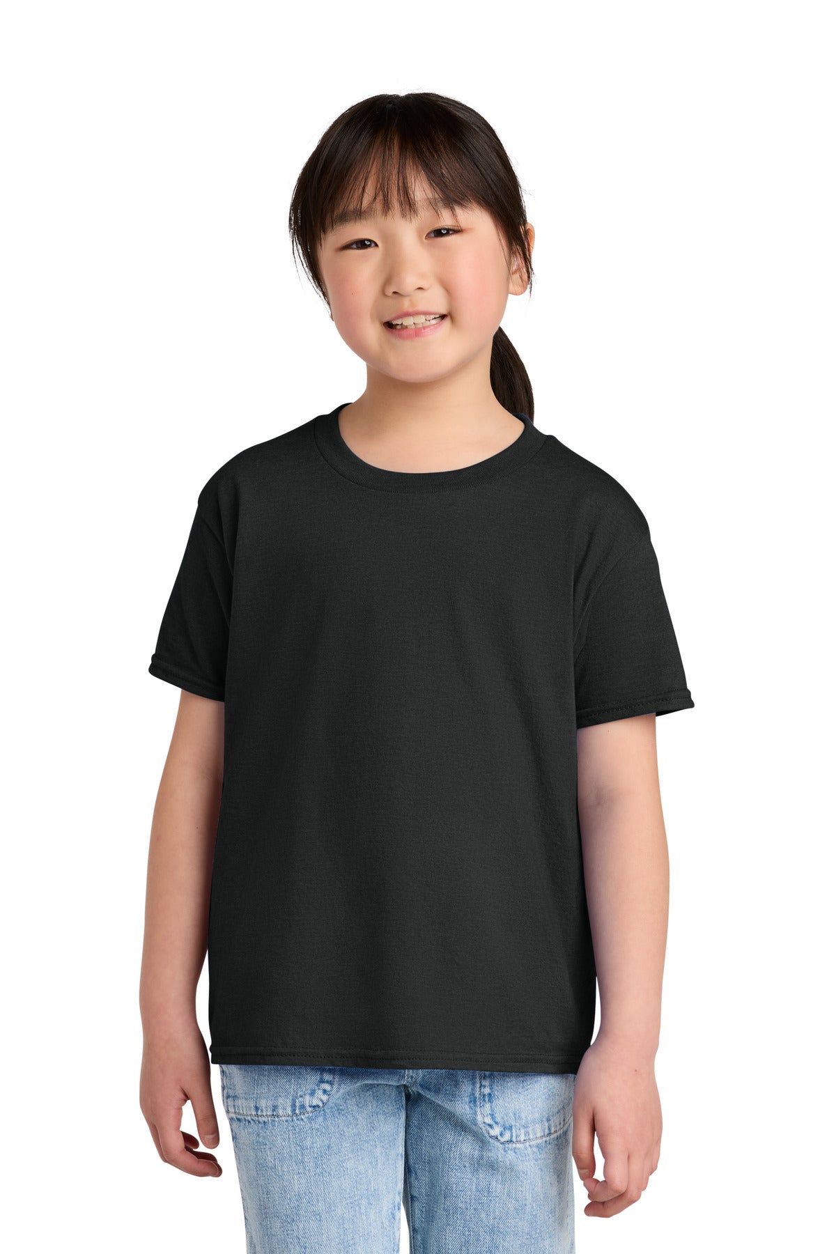Gildan Youth Softstyle CVC Tee 64000BCVC - Pitch Black Mist - front