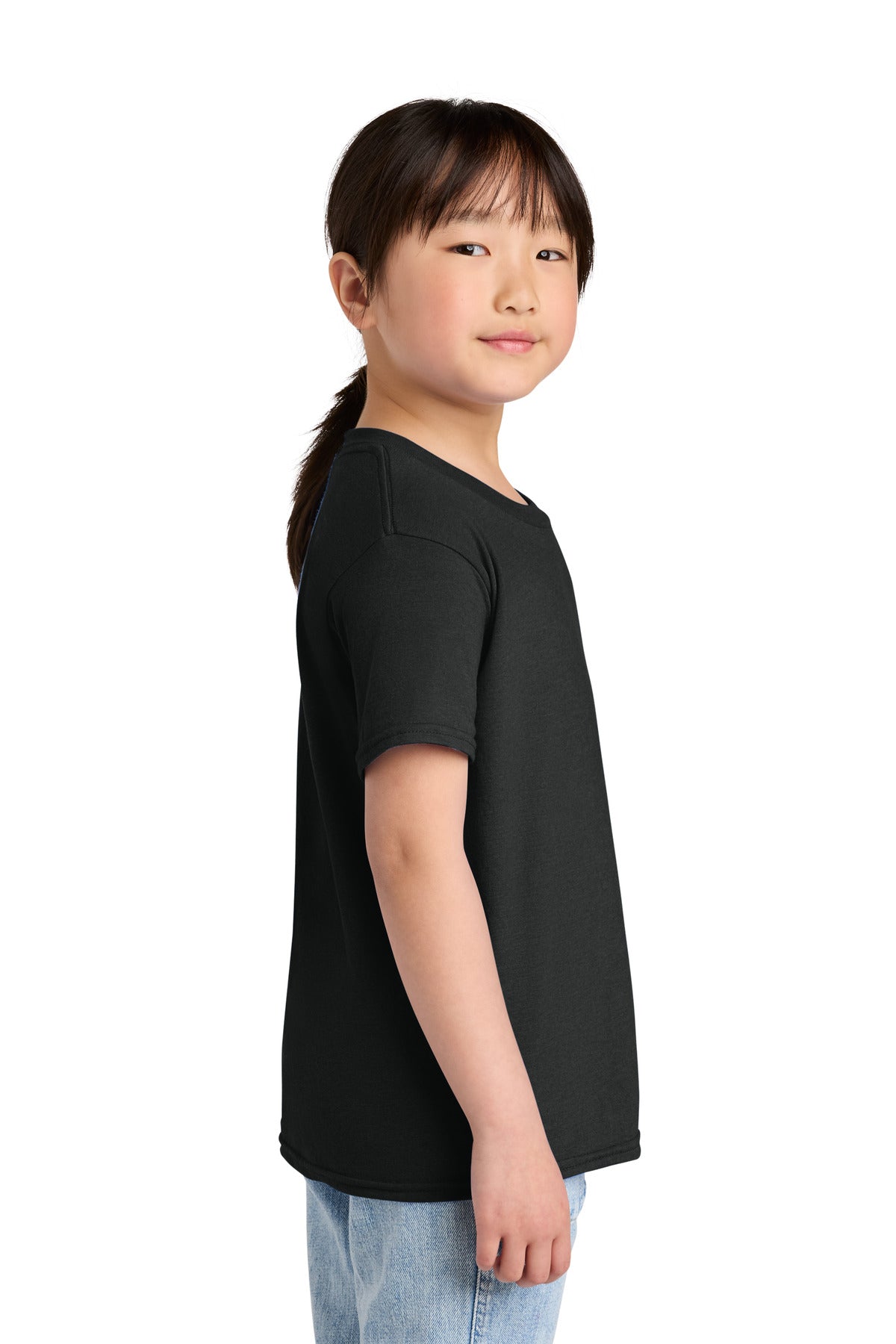 Gildan Youth Softstyle CVC Tee 64000BCVC - Pitch Black Mist - side