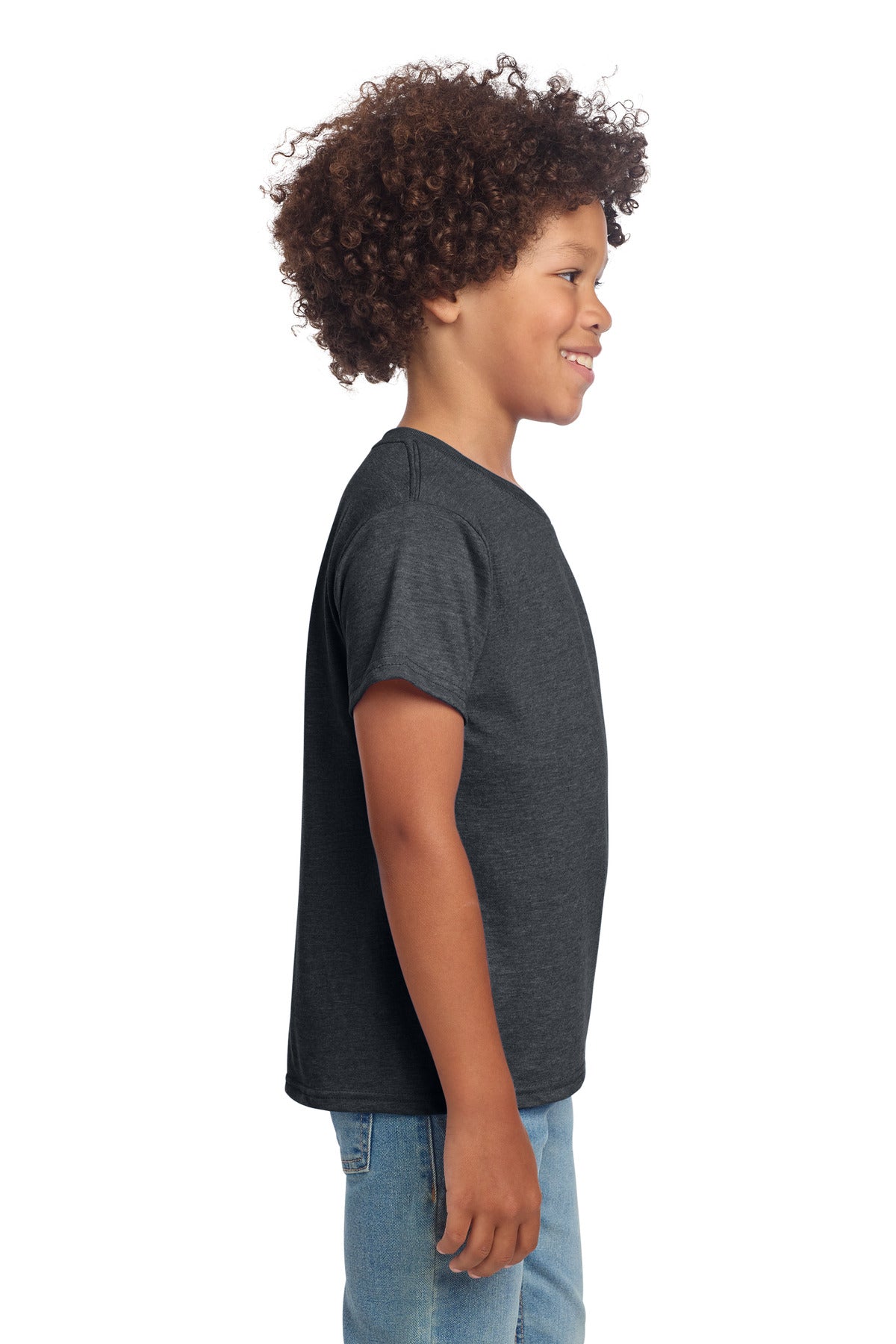Gildan Youth Softstyle T-Shirt 64000B - Dark Heather - side