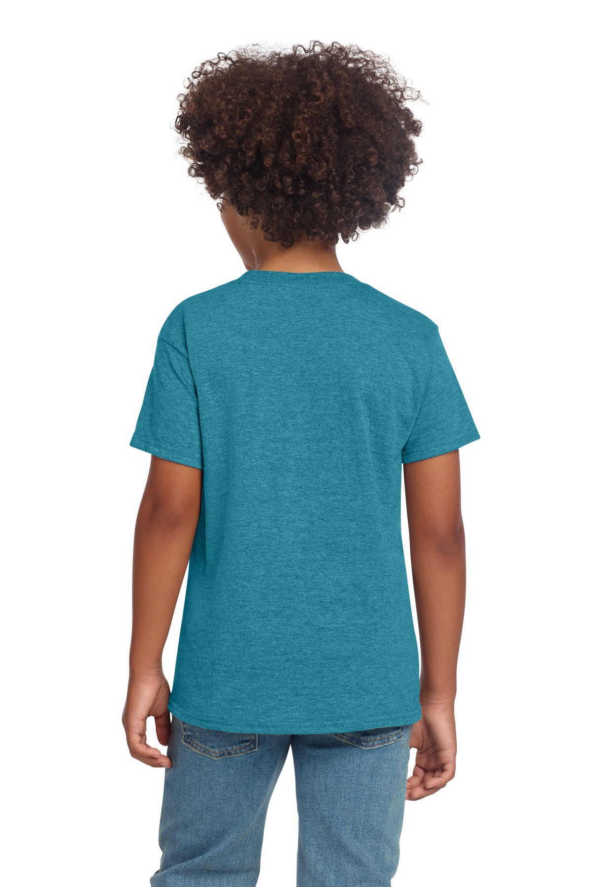 Gildan Youth Softstyle T-Shirt 64000B - Heather Galapagos Blue - back