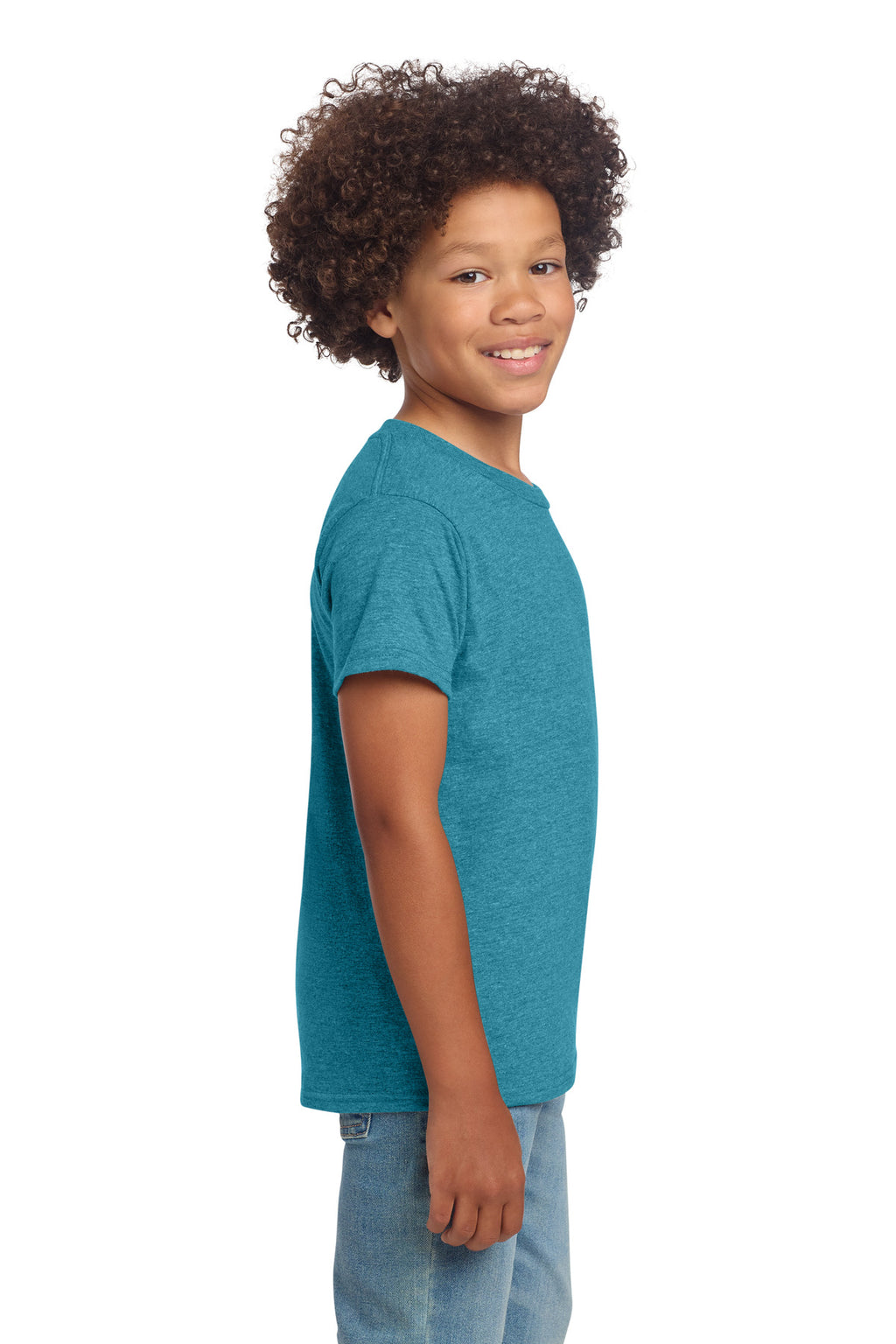 Gildan Youth Softstyle T-Shirt 64000B - Heather Galapagos Blue - side