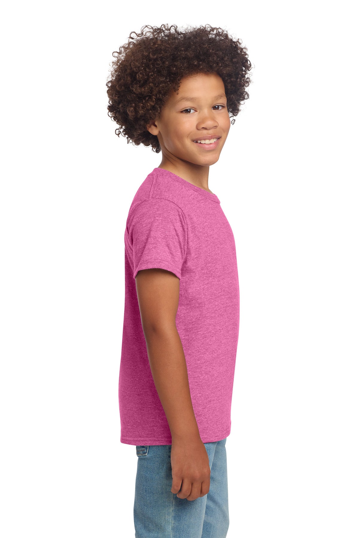 Gildan Youth Softstyle T-Shirt 64000B - Heather Heliconia - side