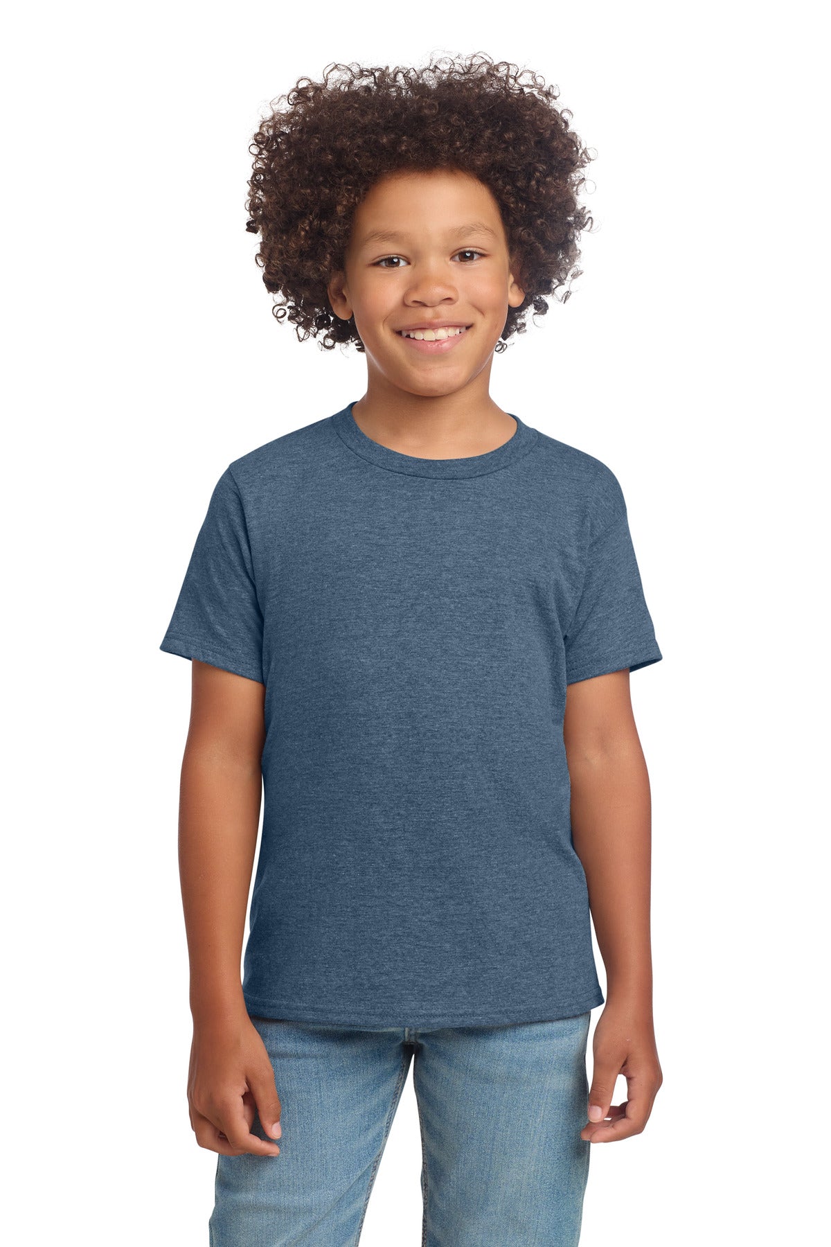 Gildan Youth Softstyle T-Shirt 64000B - Heather Indigo - front