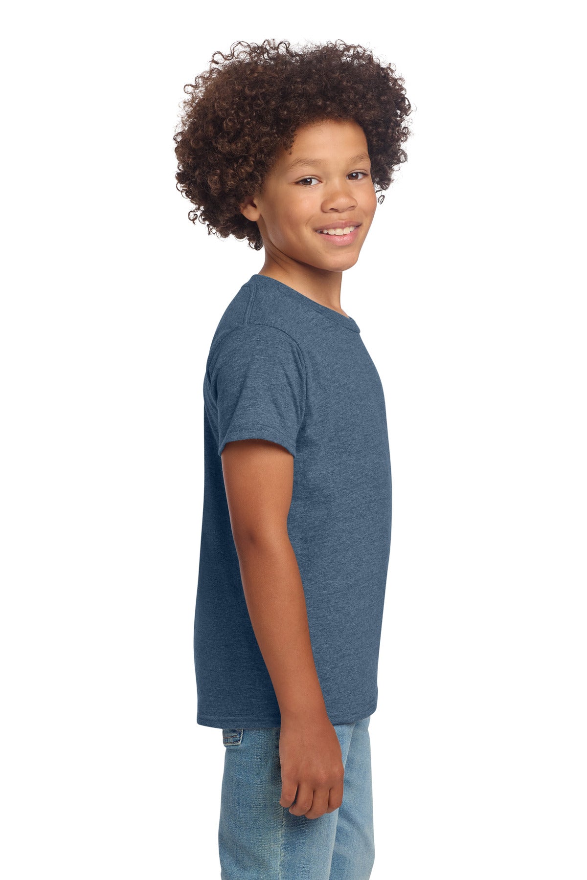 Gildan Youth Softstyle T-Shirt 64000B - Heather Indigo - side
