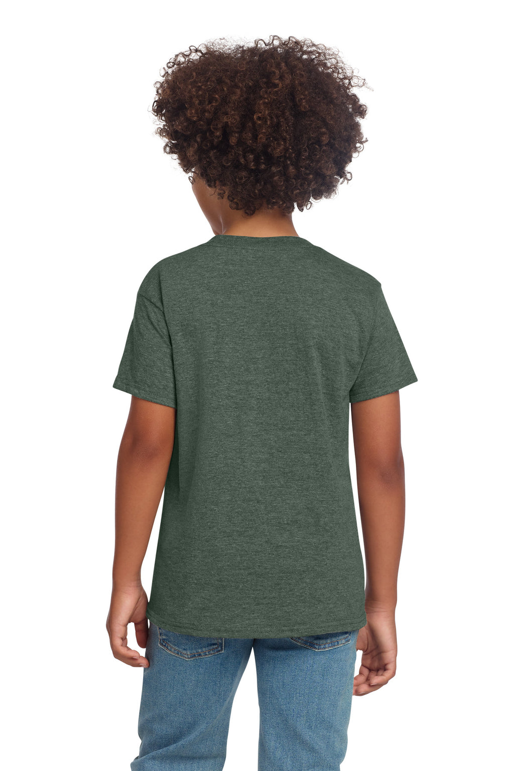 Gildan Youth Softstyle T-Shirt 64000B - Heather Military Green - back