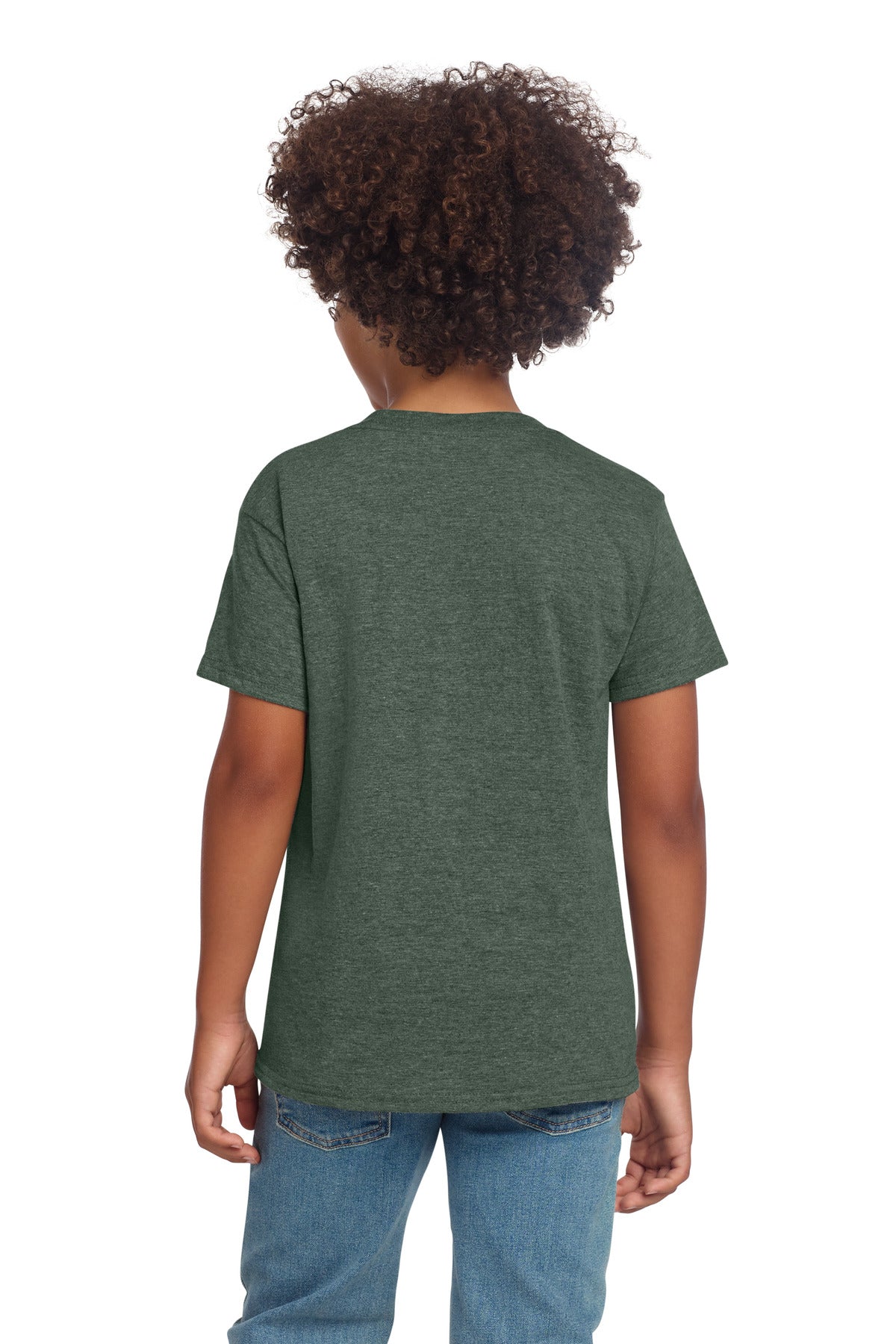 Gildan Youth Softstyle T-Shirt 64000B - Heather Military Green - back