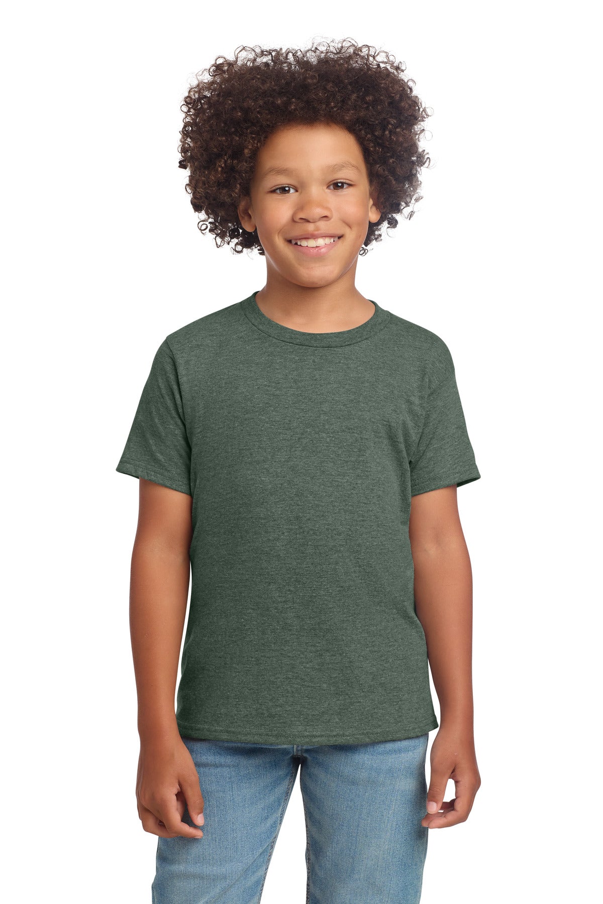 Gildan Youth Softstyle T-Shirt 64000B - Heather Military Green - front