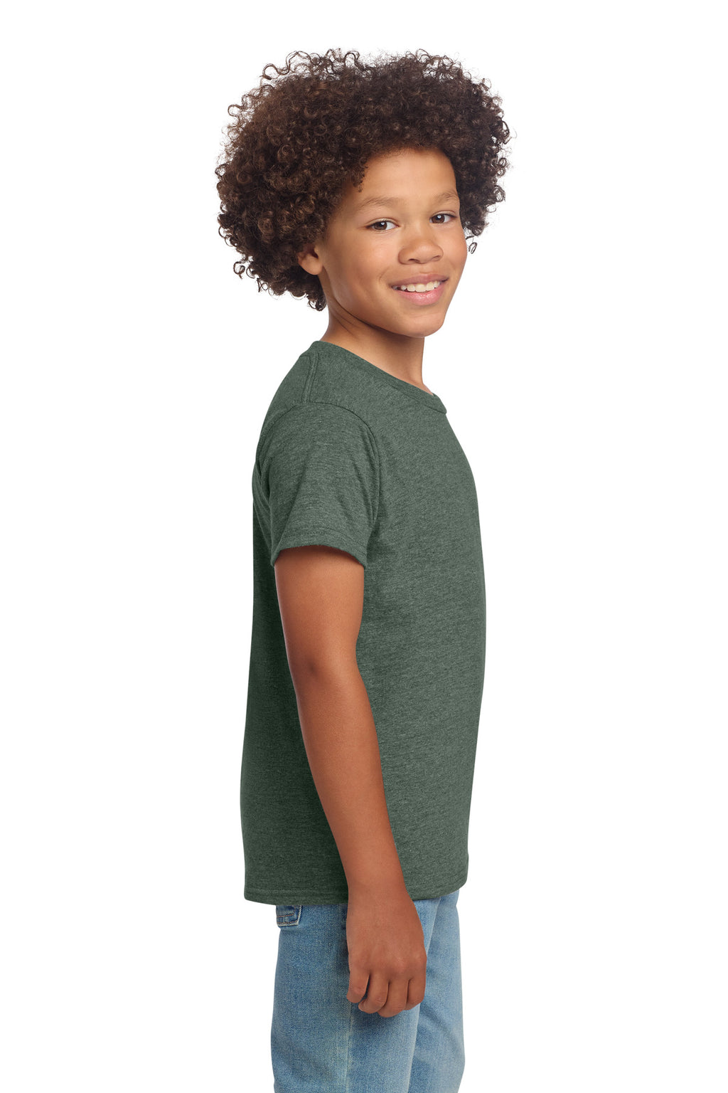 Gildan Youth Softstyle T-Shirt 64000B - Heather Military Green - side