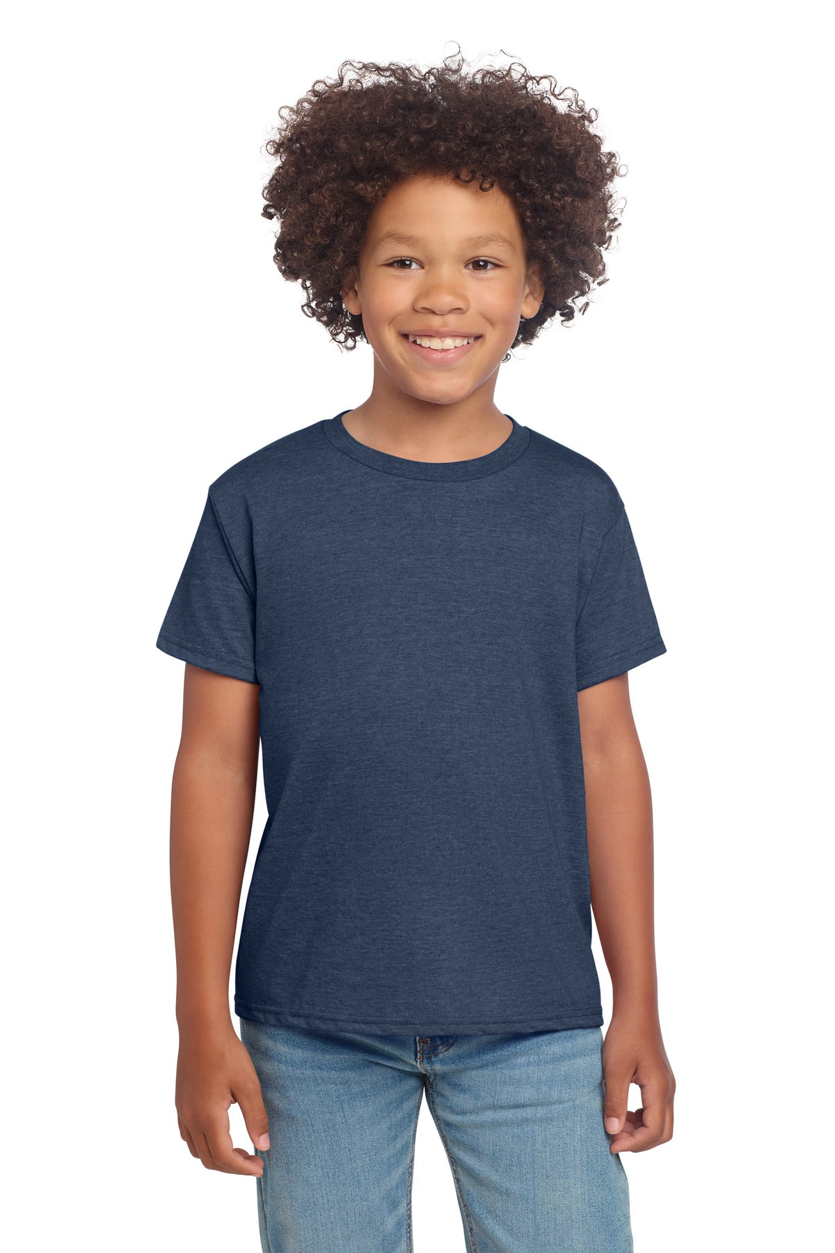 Gildan Youth Softstyle T-Shirt 64000B - Heather Navy - front