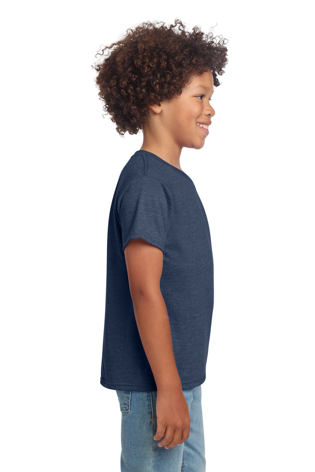 Gildan Youth Softstyle T-Shirt 64000B - Heather Navy - side