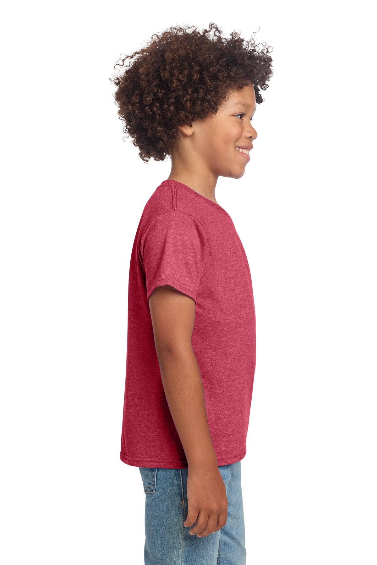 Gildan Youth Softstyle T-Shirt 64000B - Heather Red - side