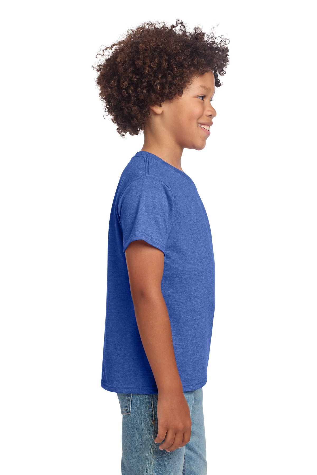 Gildan Youth Softstyle T-Shirt 64000B - Heather Royal - side