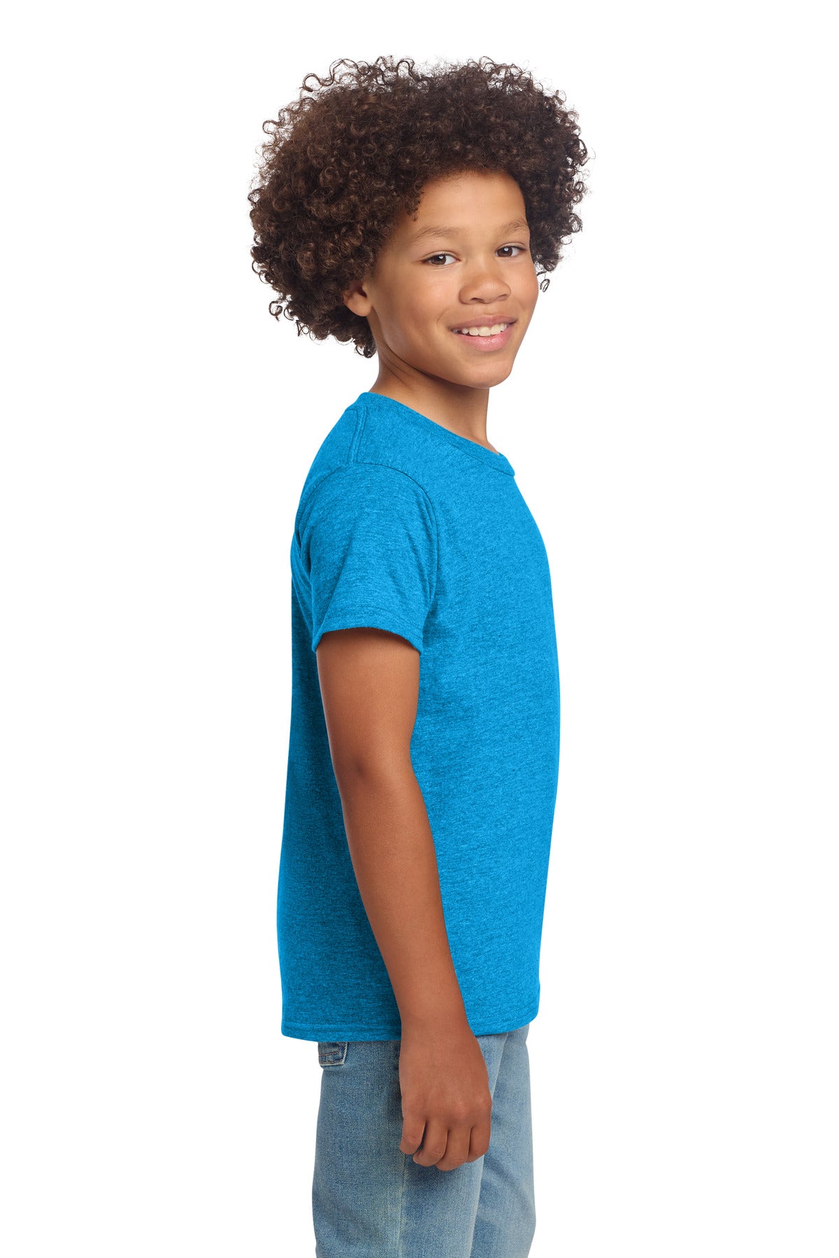 Gildan Youth Softstyle T-Shirt 64000B - Heather Sapphire - side