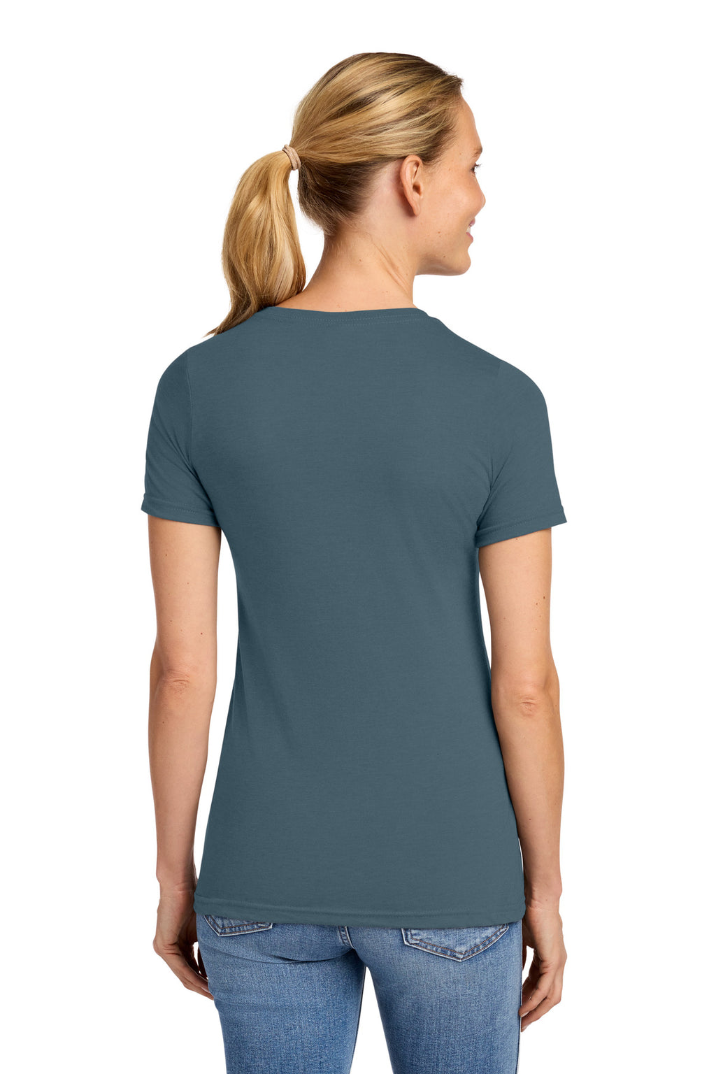 Gildan Softstyle Women's CVC T-Shirt 64001LCVC - Steel Blue - back