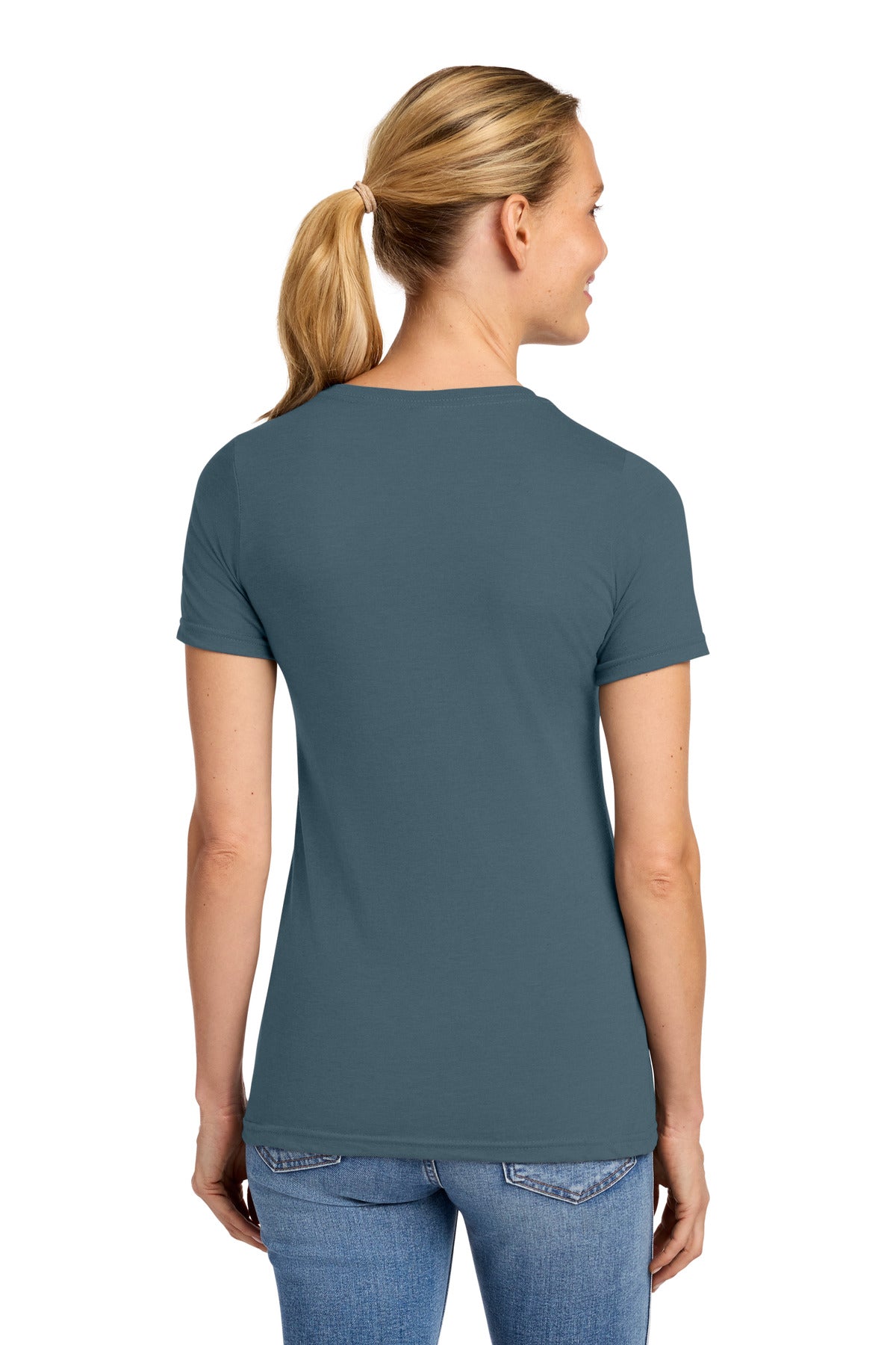 Gildan Softstyle Women's CVC T-Shirt 64001LCVC - Steel Blue - back