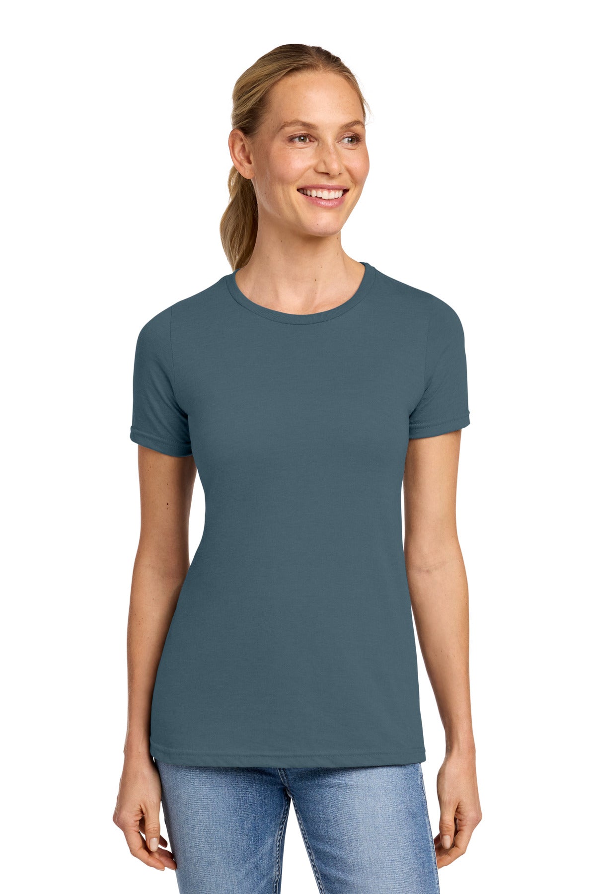 Gildan Softstyle Women's CVC T-Shirt 64001LCVC - Steel Blue - front