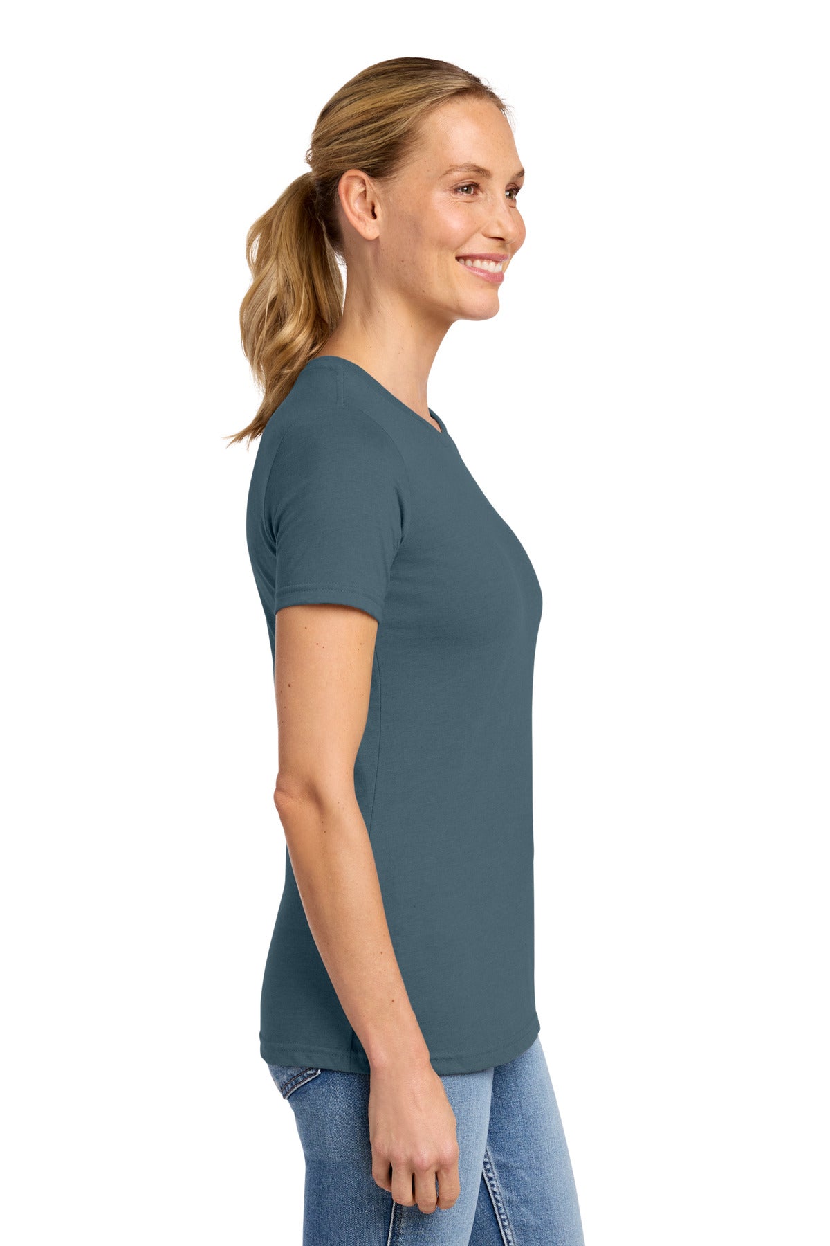 Gildan Softstyle Women's CVC T-Shirt 64001LCVC - Steel Blue - side