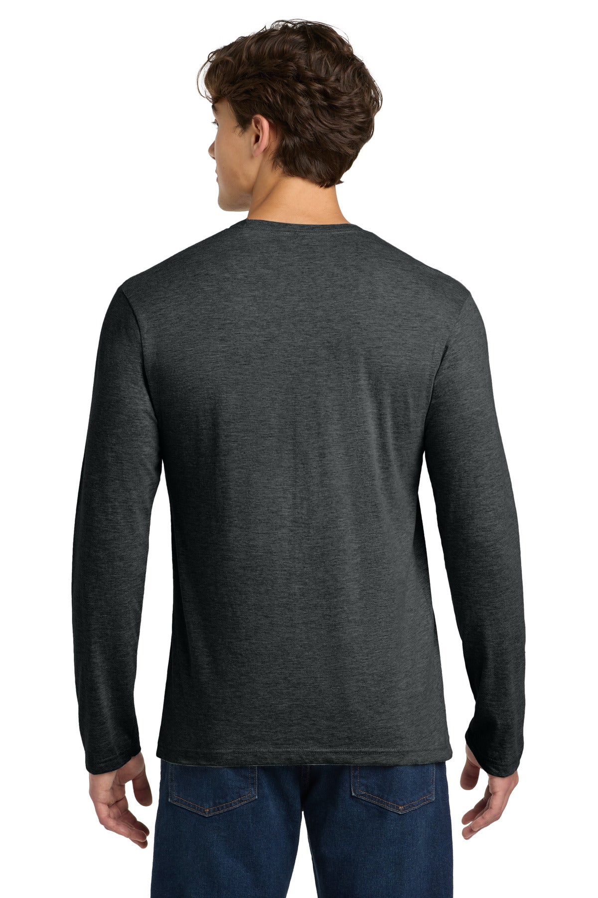 Gildan Softstyle Long Sleeve T-Shirt. 64400 - Heather Dark Grey - back