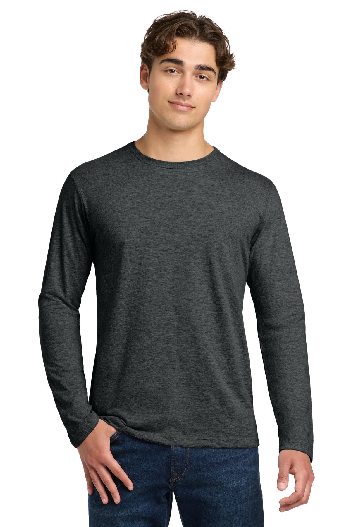 Gildan Softstyle Long Sleeve T-Shirt. 64400 - Heather Dark Grey - front