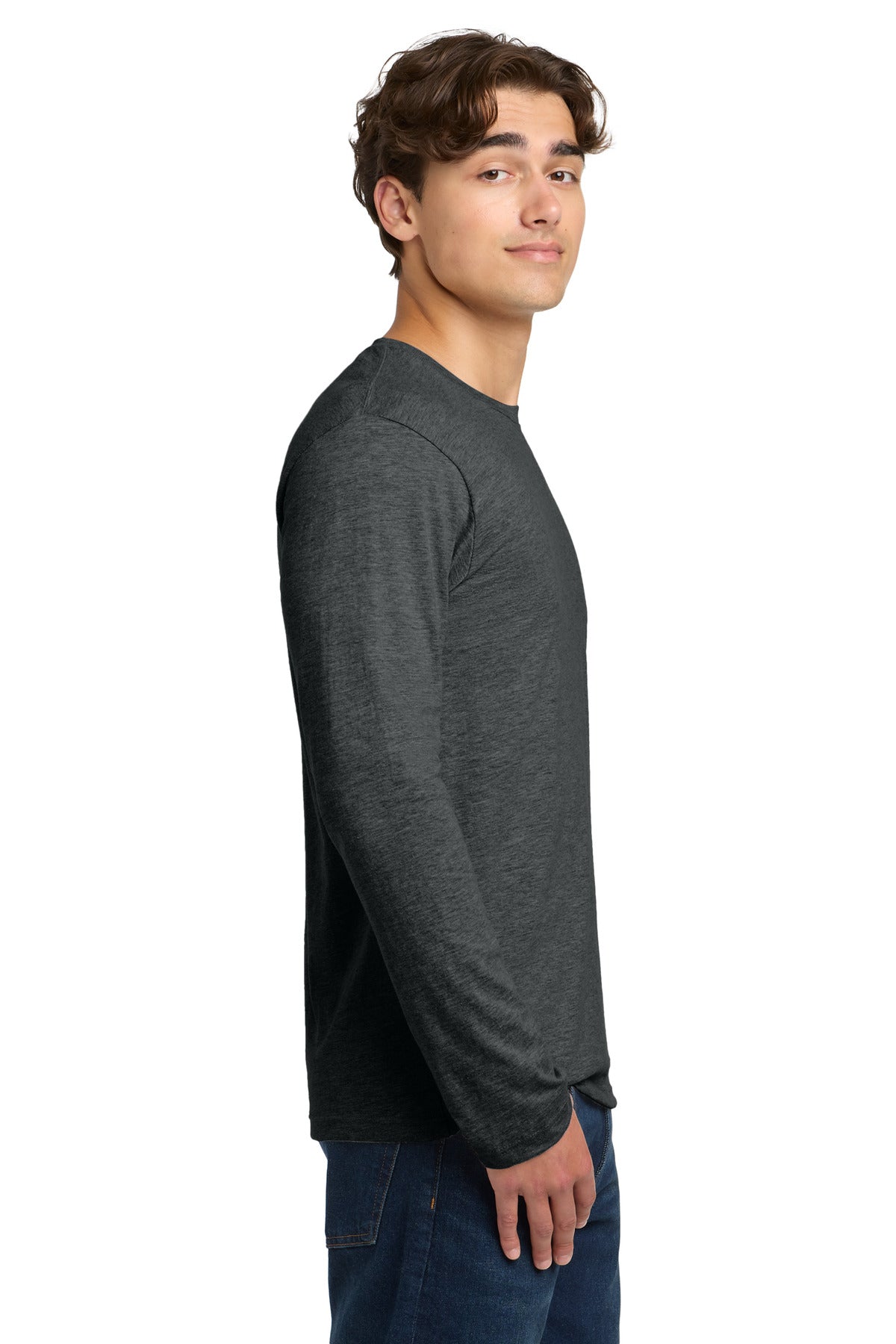 Gildan Softstyle Long Sleeve T-Shirt. 64400 - Heather Dark Grey - side