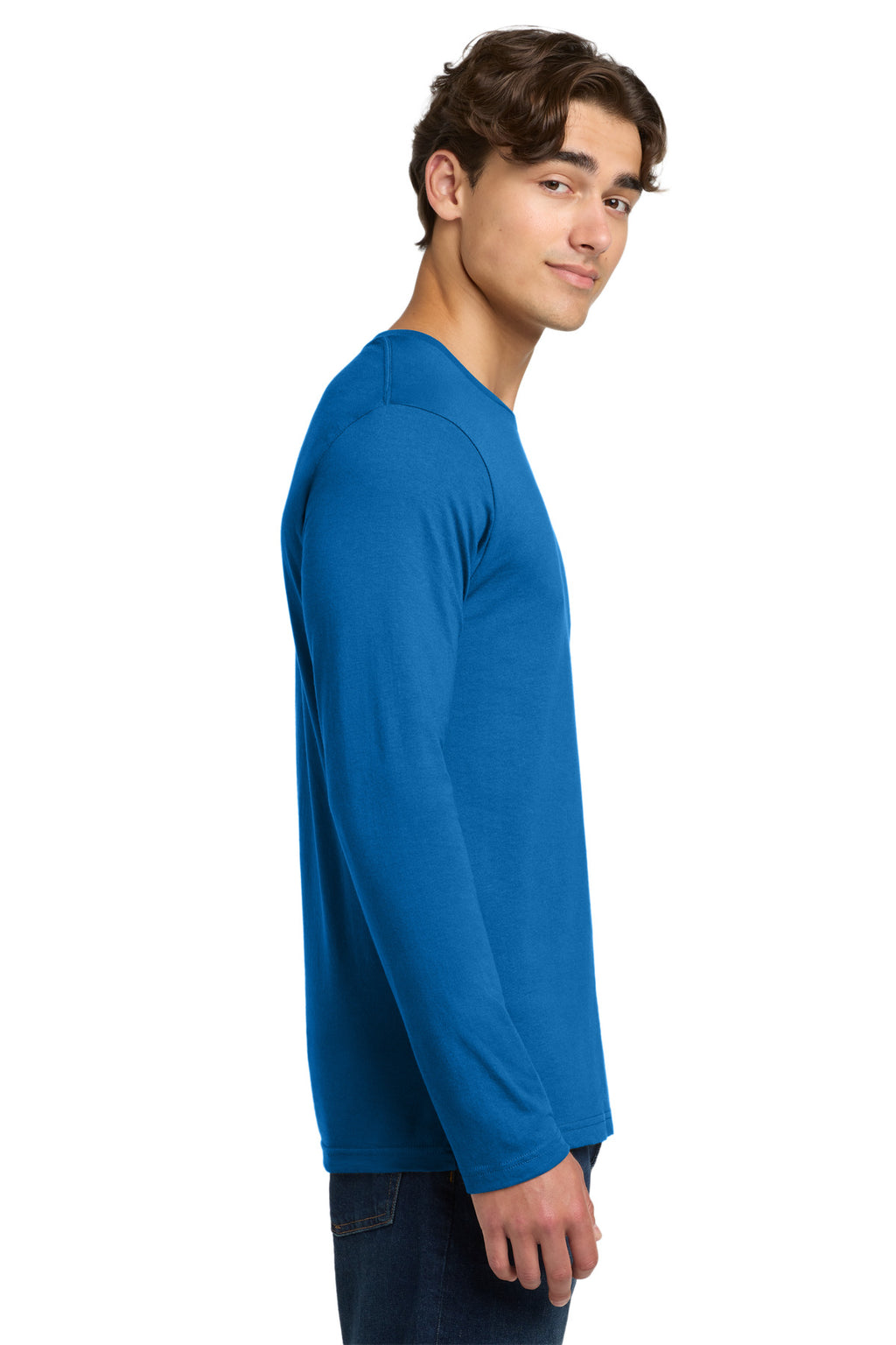 Gildan Softstyle Long Sleeve T-Shirt. 64400 - Neon Blue - side