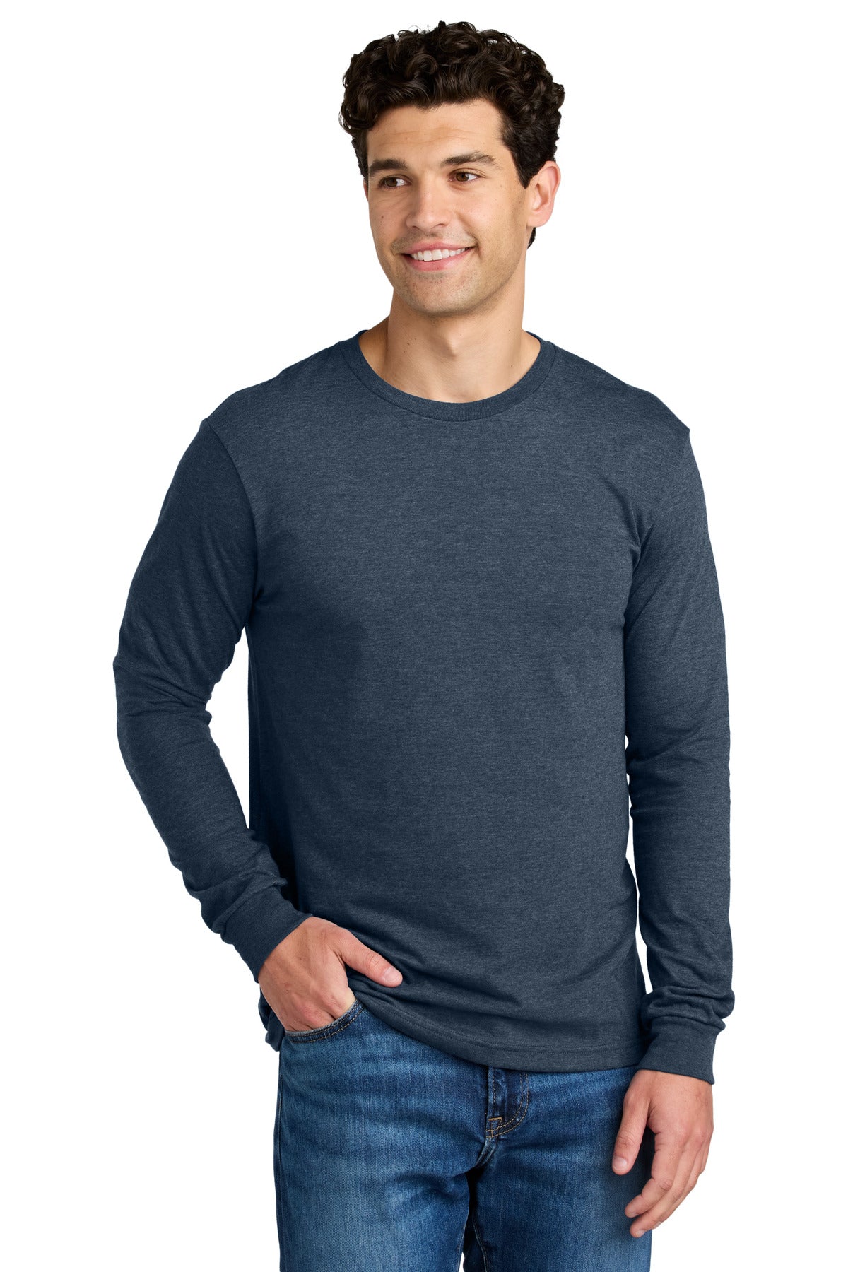 Gildan Softstyle CVC Long Sleeve Tee 64440CVC - Navy Mist - front