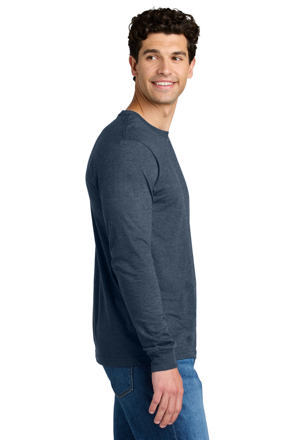 Gildan Softstyle CVC Long Sleeve Tee 64440CVC - Navy Mist - side
