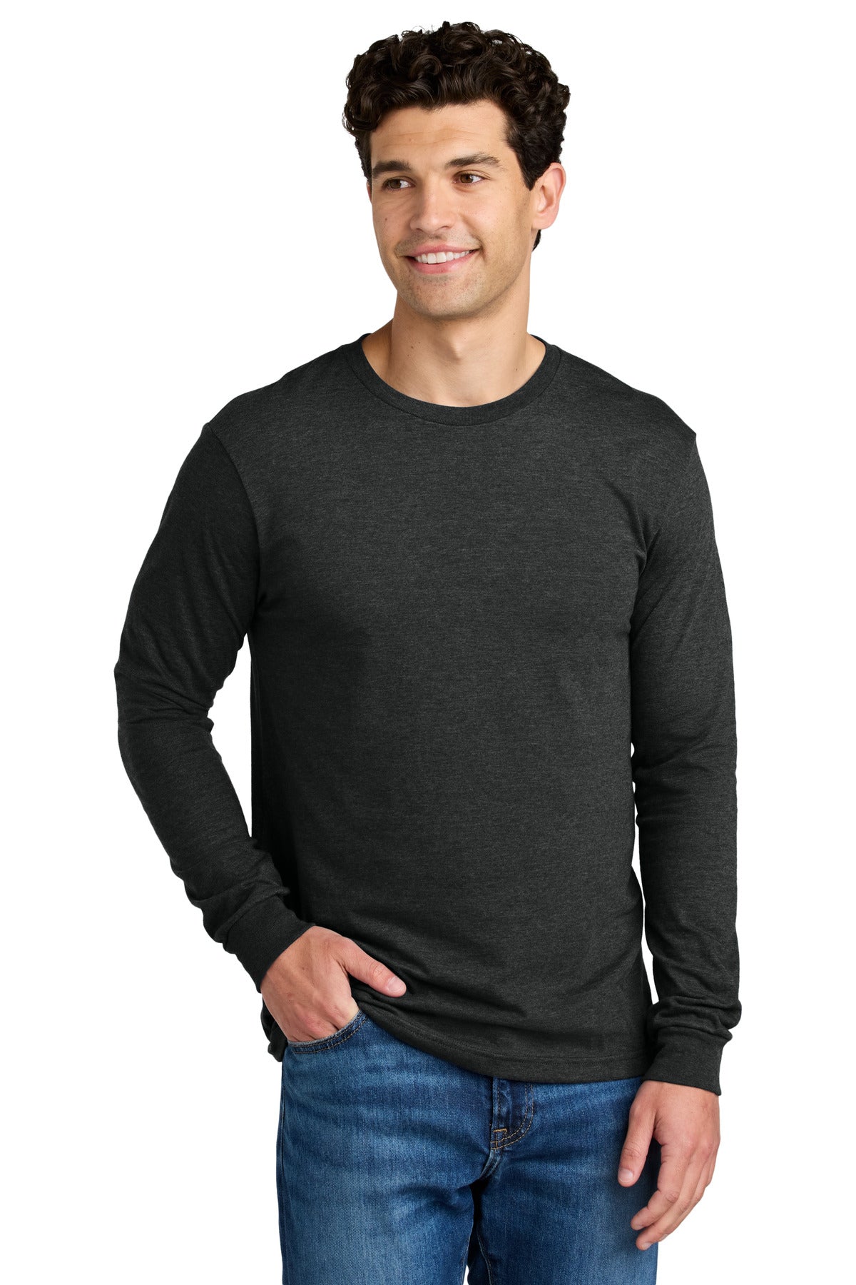Gildan Softstyle CVC Long Sleeve Tee 64440CVC - Pitch Black Mist - front