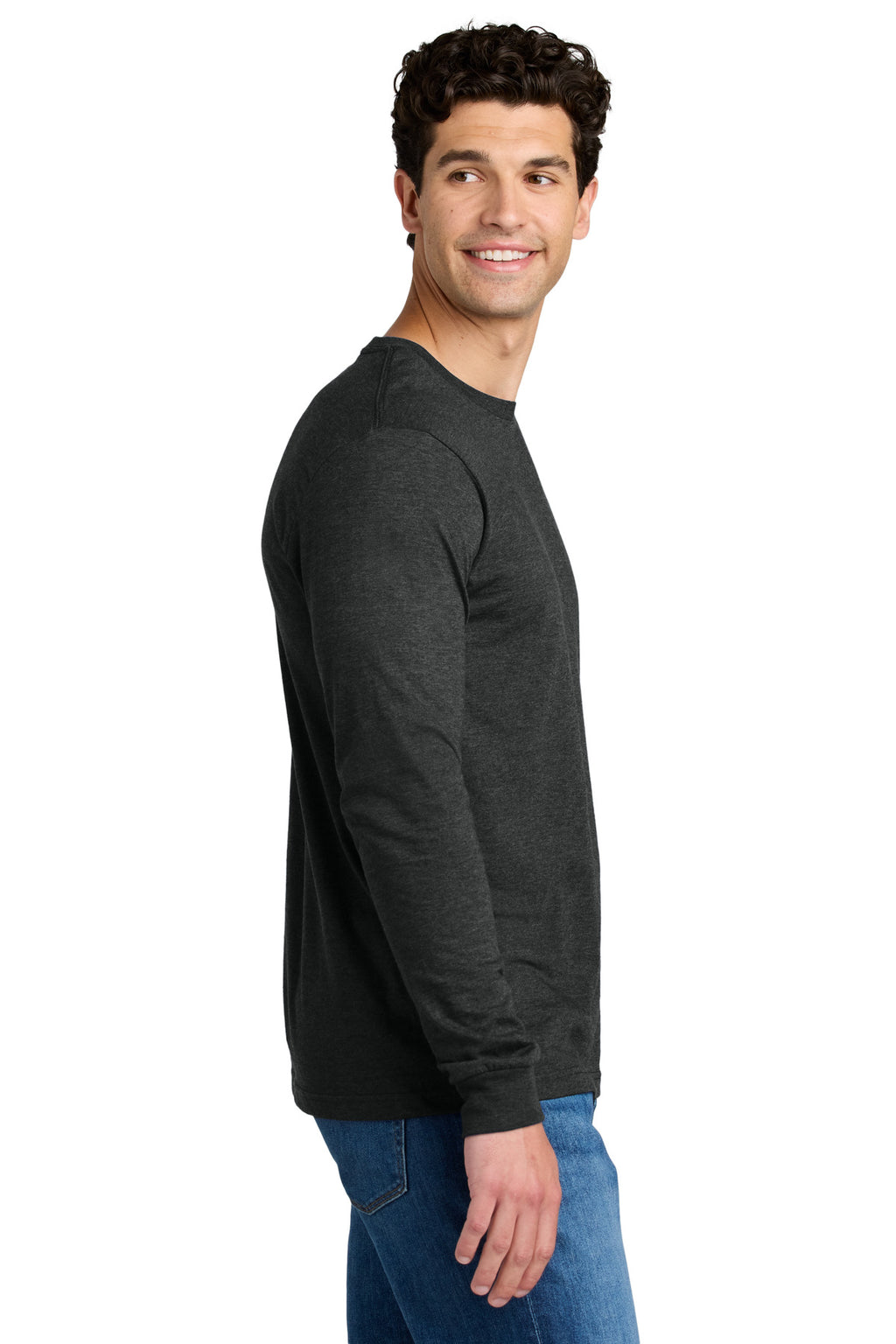 Gildan Softstyle CVC Long Sleeve Tee 64440CVC - Pitch Black Mist - side