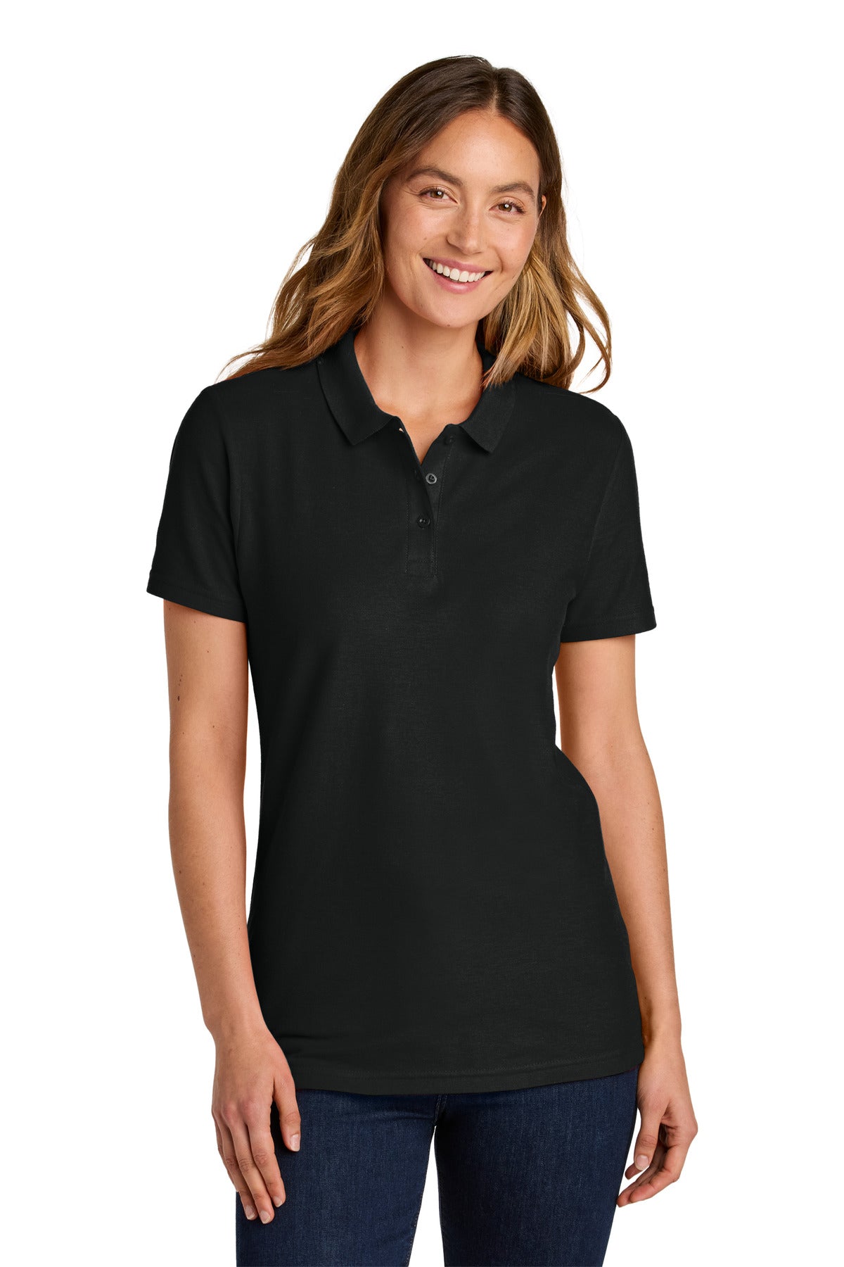Gildan Softstyle Women's Pique Polo 64800L - Black - front