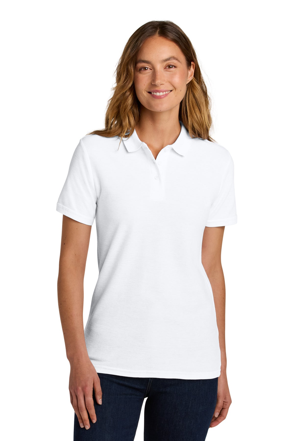 Gildan Softstyle Women's Pique Polo 64800L - White - front
