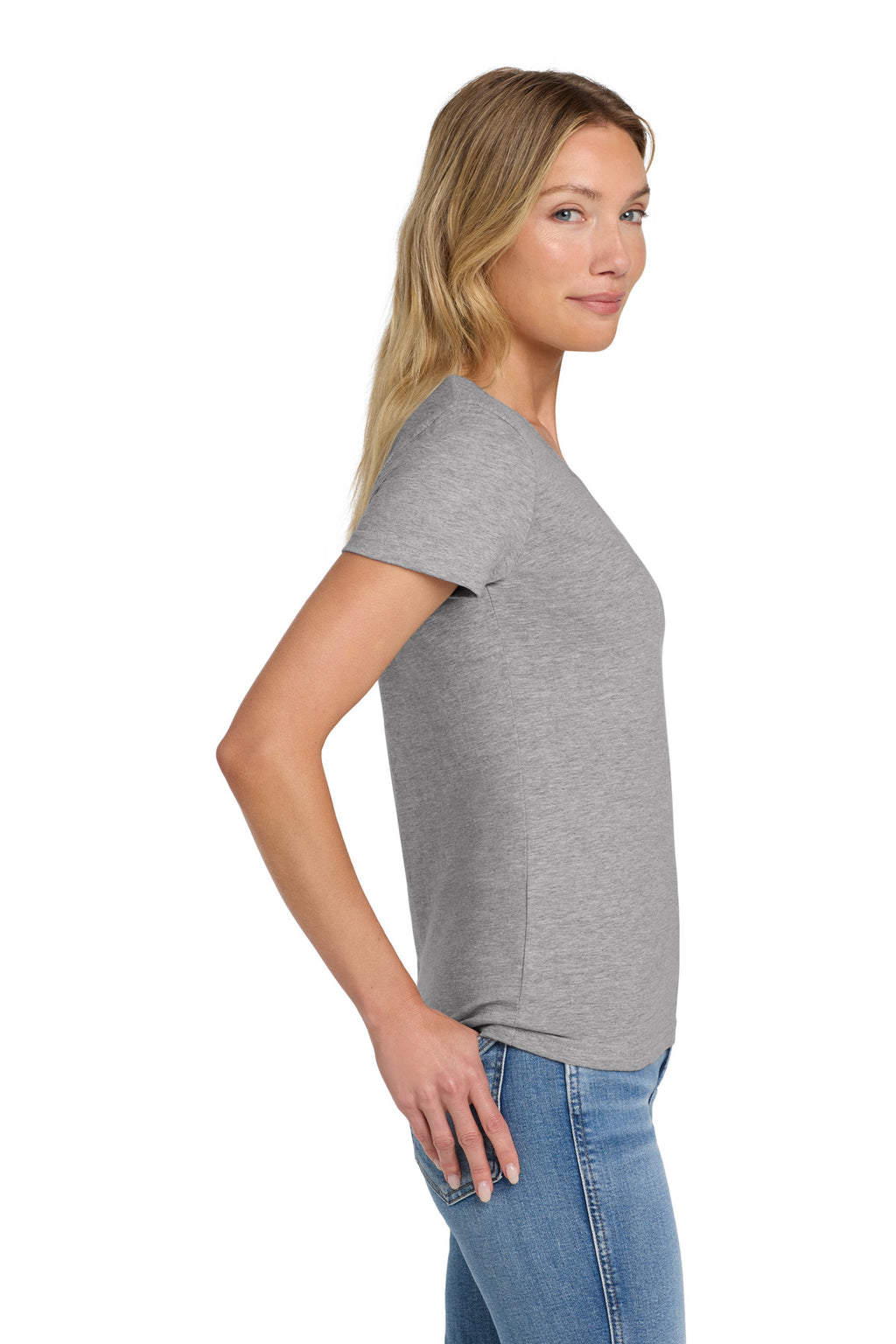 Gildan Softstyle Women's Fit V-Neck T-Shirt. 64V00L - Sport Grey - side