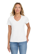 Gildan Softstyle Women's Fit V-Neck T-Shirt. 64V00L - White - front