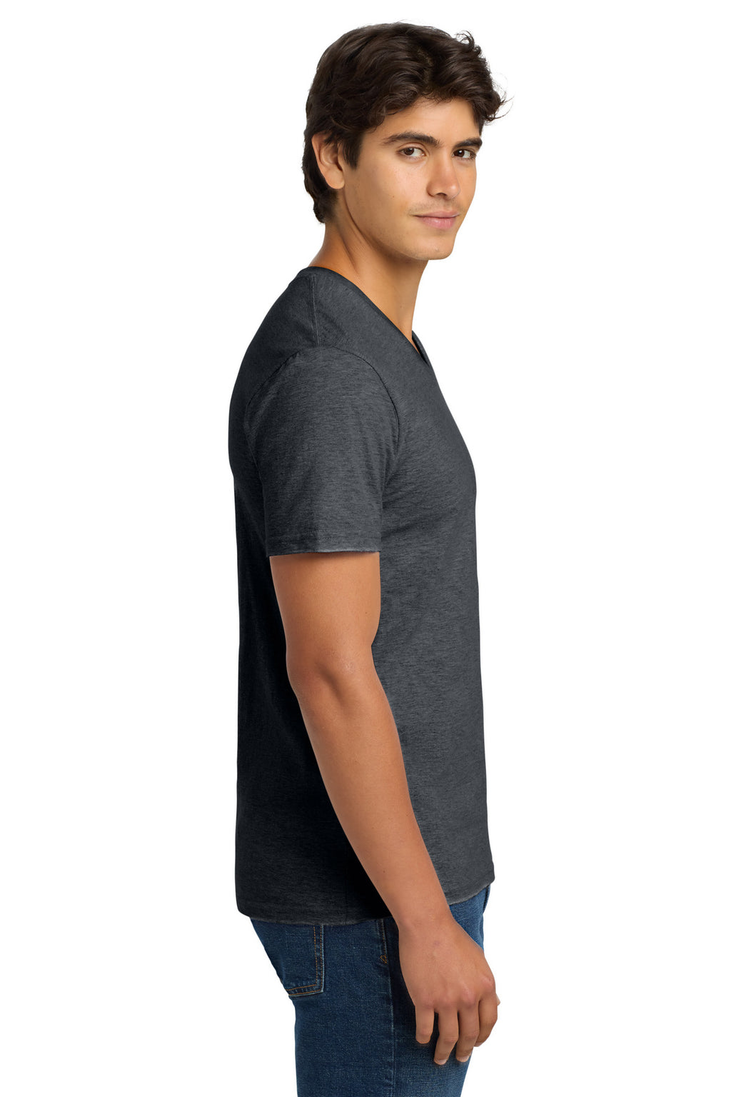 Gildan Softstyle V-Neck T-Shirt. 64V00 - Dark Heather - side