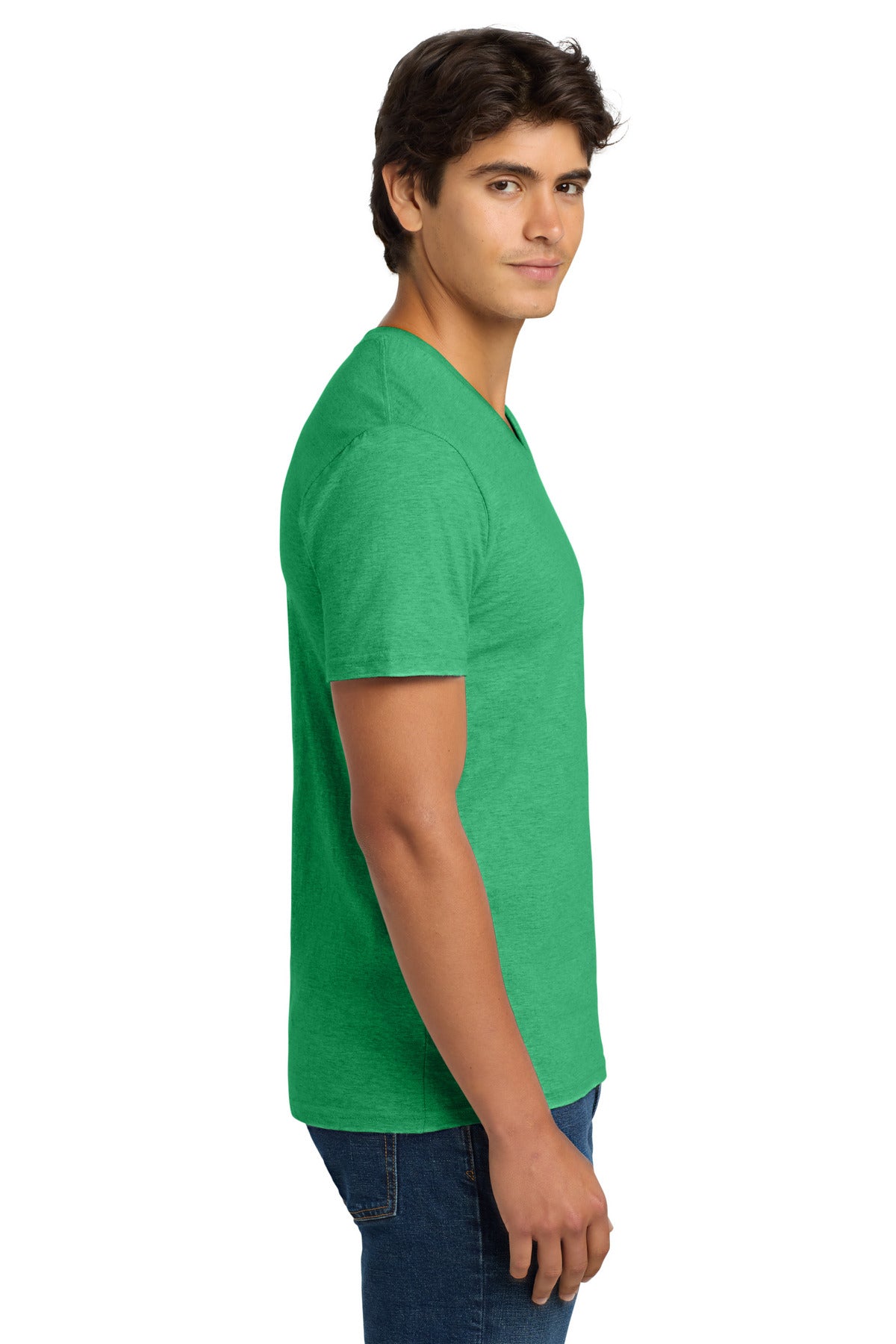 Gildan Softstyle V-Neck T-Shirt. 64V00 - Heather Irish Green - side