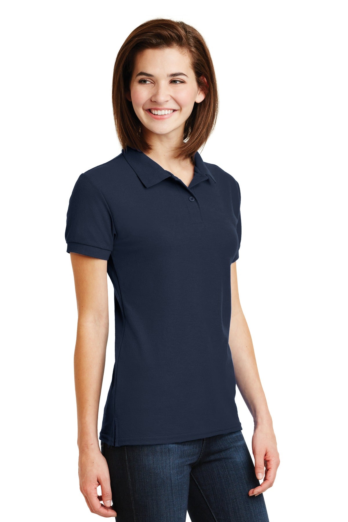 DISCONTINUED Gildan Ladies DryBlend 6-Ounce Double Pique Sport Shirt. 72800L - Navy - three_q