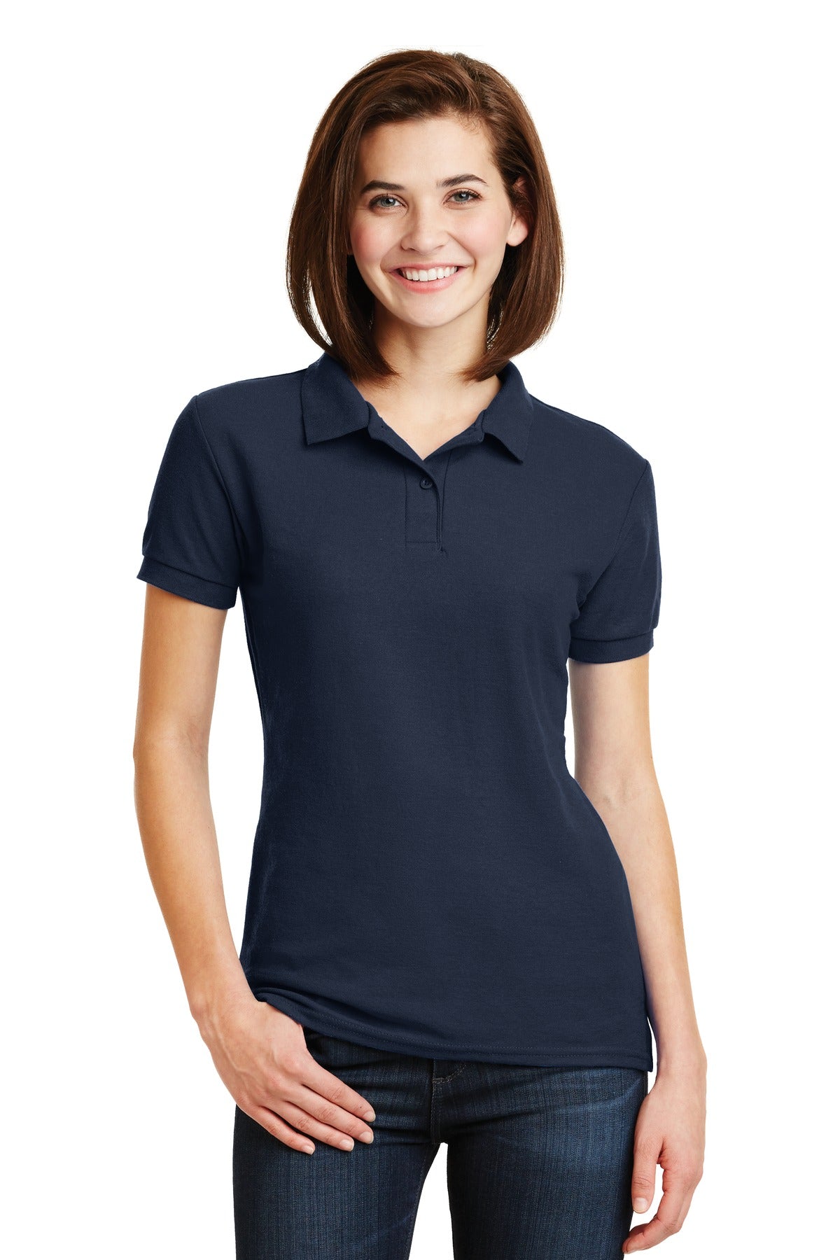 DISCONTINUED Gildan Ladies DryBlend 6-Ounce Double Pique Sport Shirt. 72800L - Navy - front