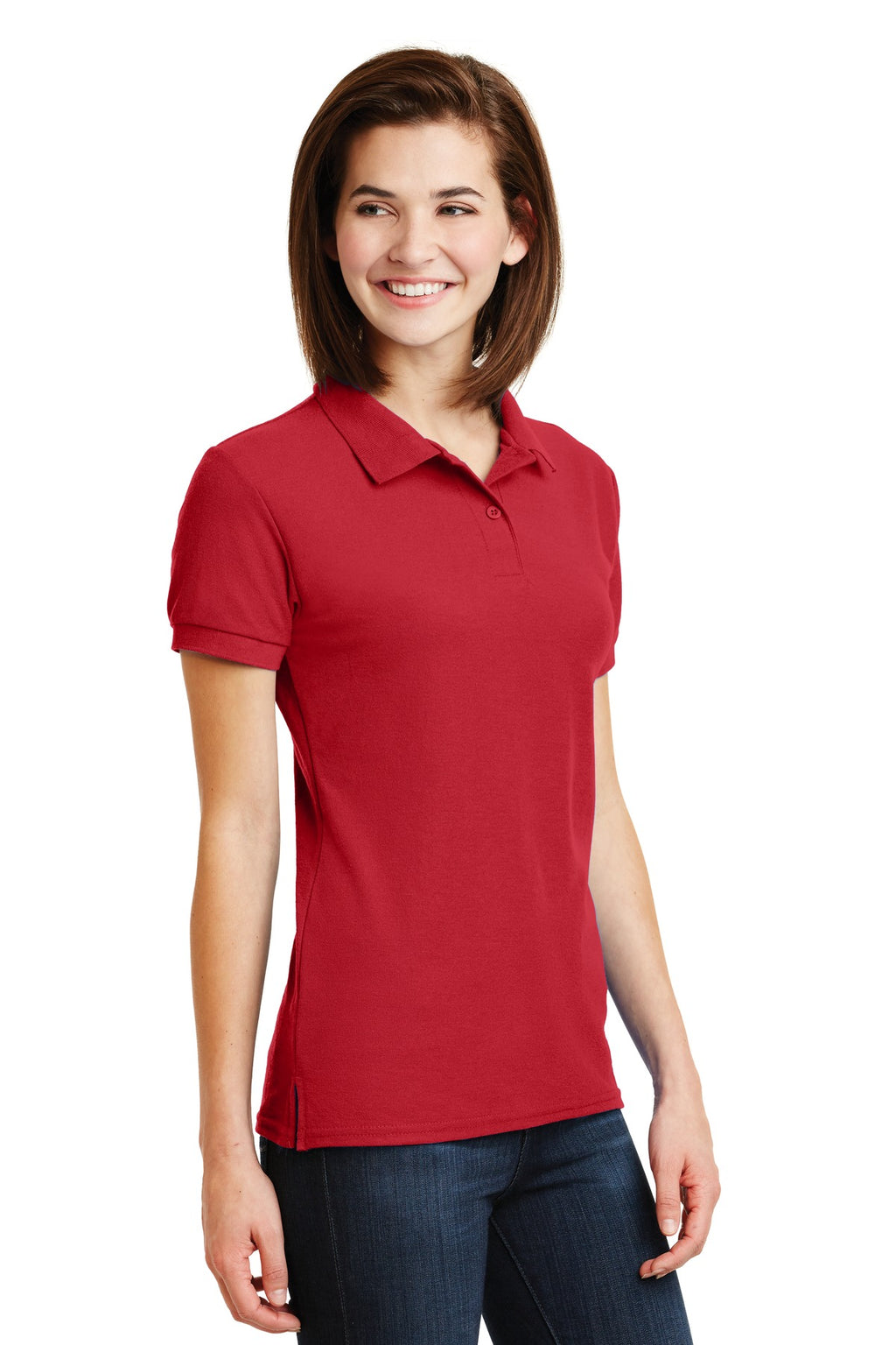 DISCONTINUED Gildan Ladies DryBlend 6-Ounce Double Pique Sport Shirt. 72800L - Red - three_q