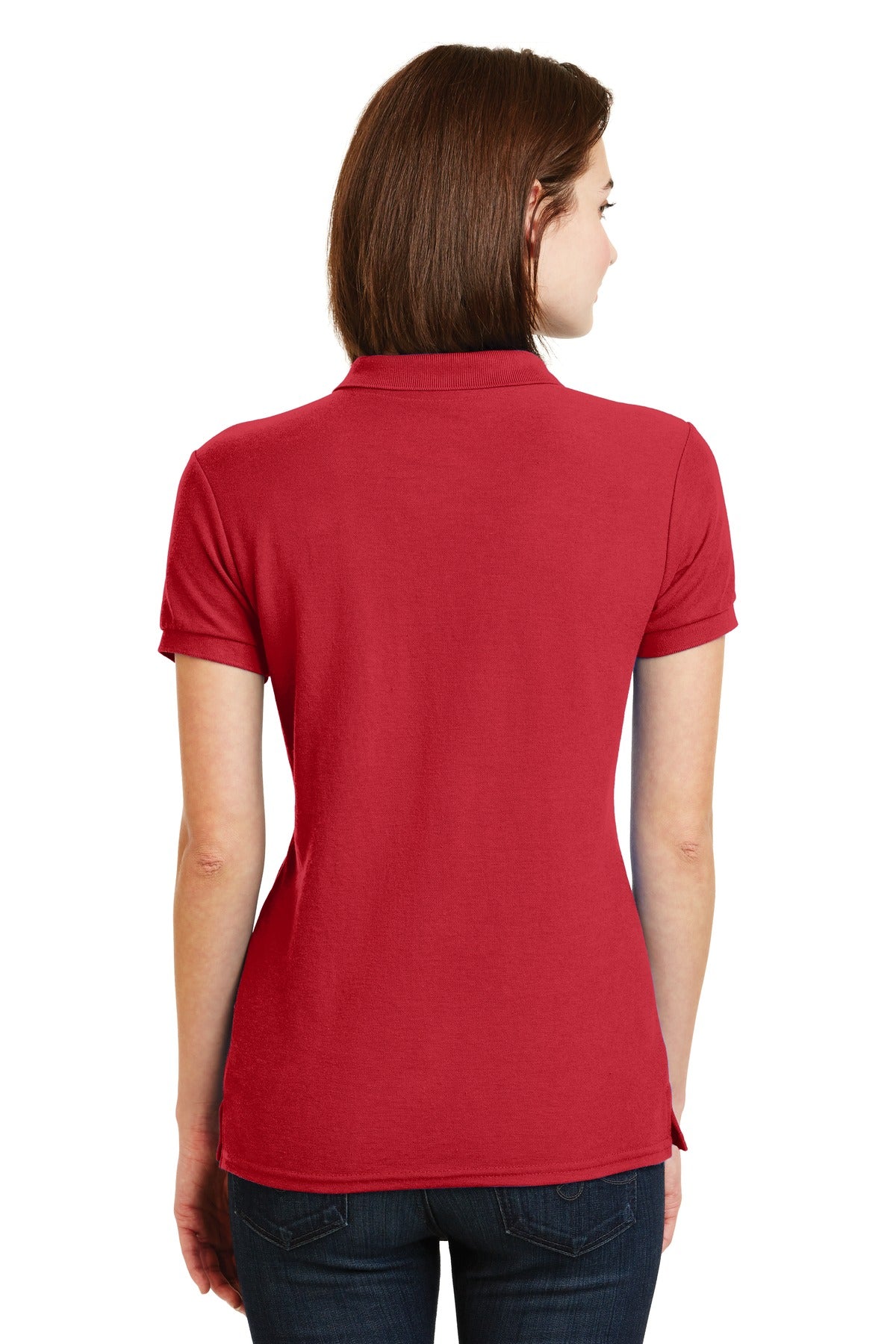 DISCONTINUED Gildan Ladies DryBlend 6-Ounce Double Pique Sport Shirt. 72800L - Red - back