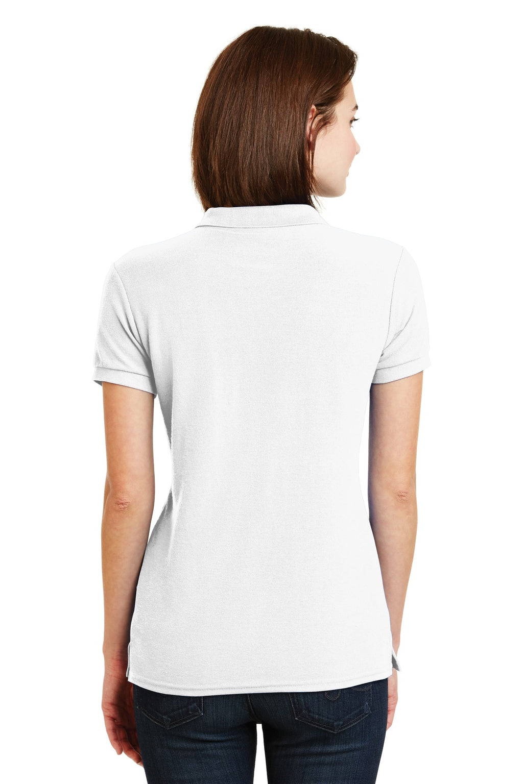 DISCONTINUED Gildan Ladies DryBlend 6-Ounce Double Pique Sport Shirt. 72800L - White - back
