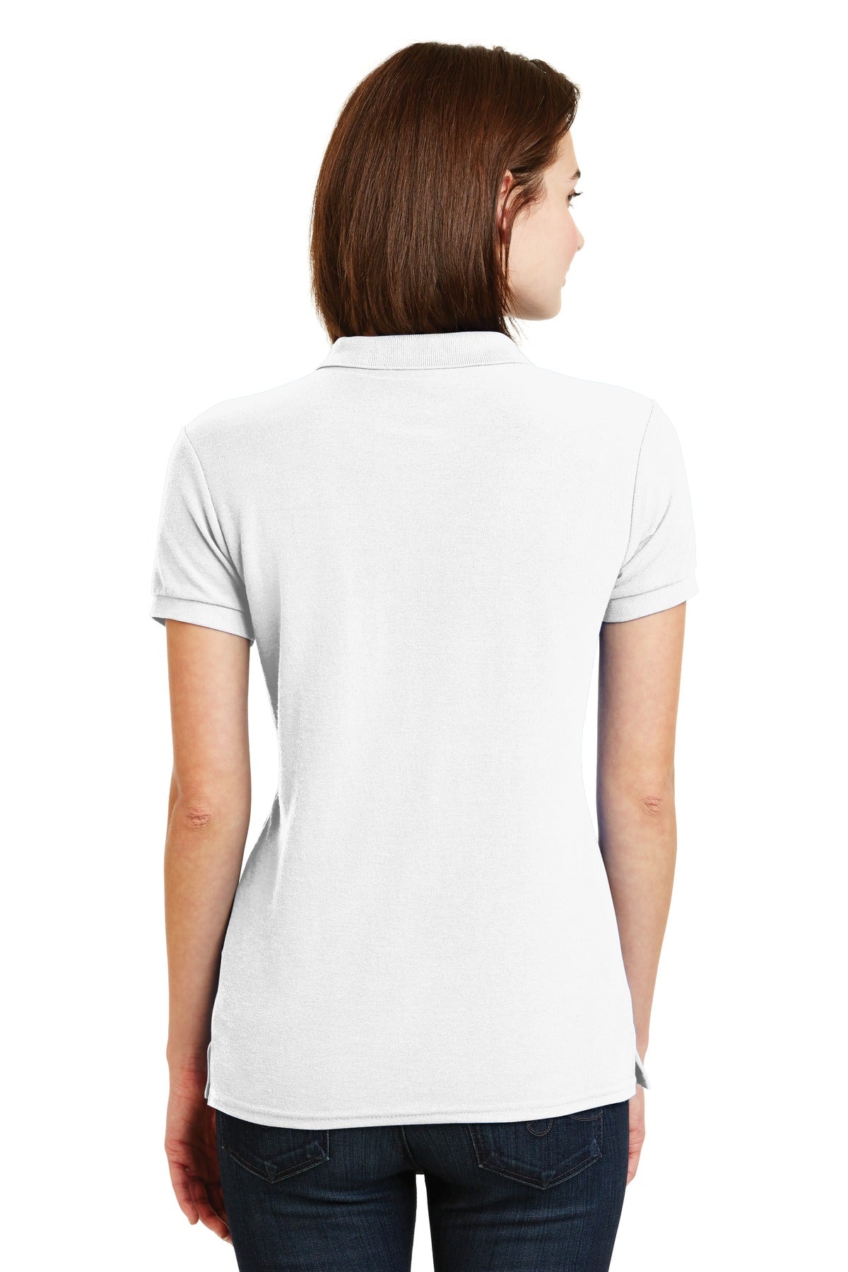 DISCONTINUED Gildan Ladies DryBlend 6-Ounce Double Pique Sport Shirt. 72800L - White - back