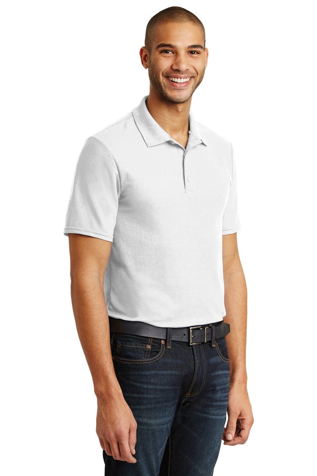 DISCONTINUED Gildan DryBlend 6-Ounce Double Pique Sport Shirt. 72800 - White - three_q
