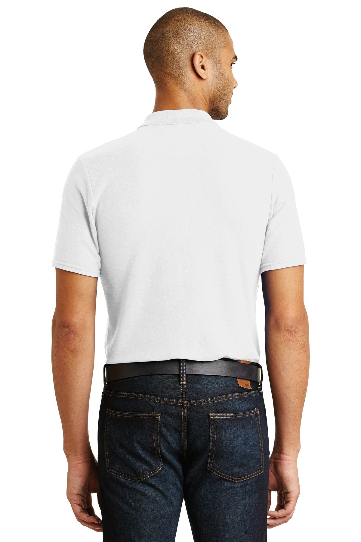 DISCONTINUED Gildan DryBlend 6-Ounce Double Pique Sport Shirt. 72800 - White - back