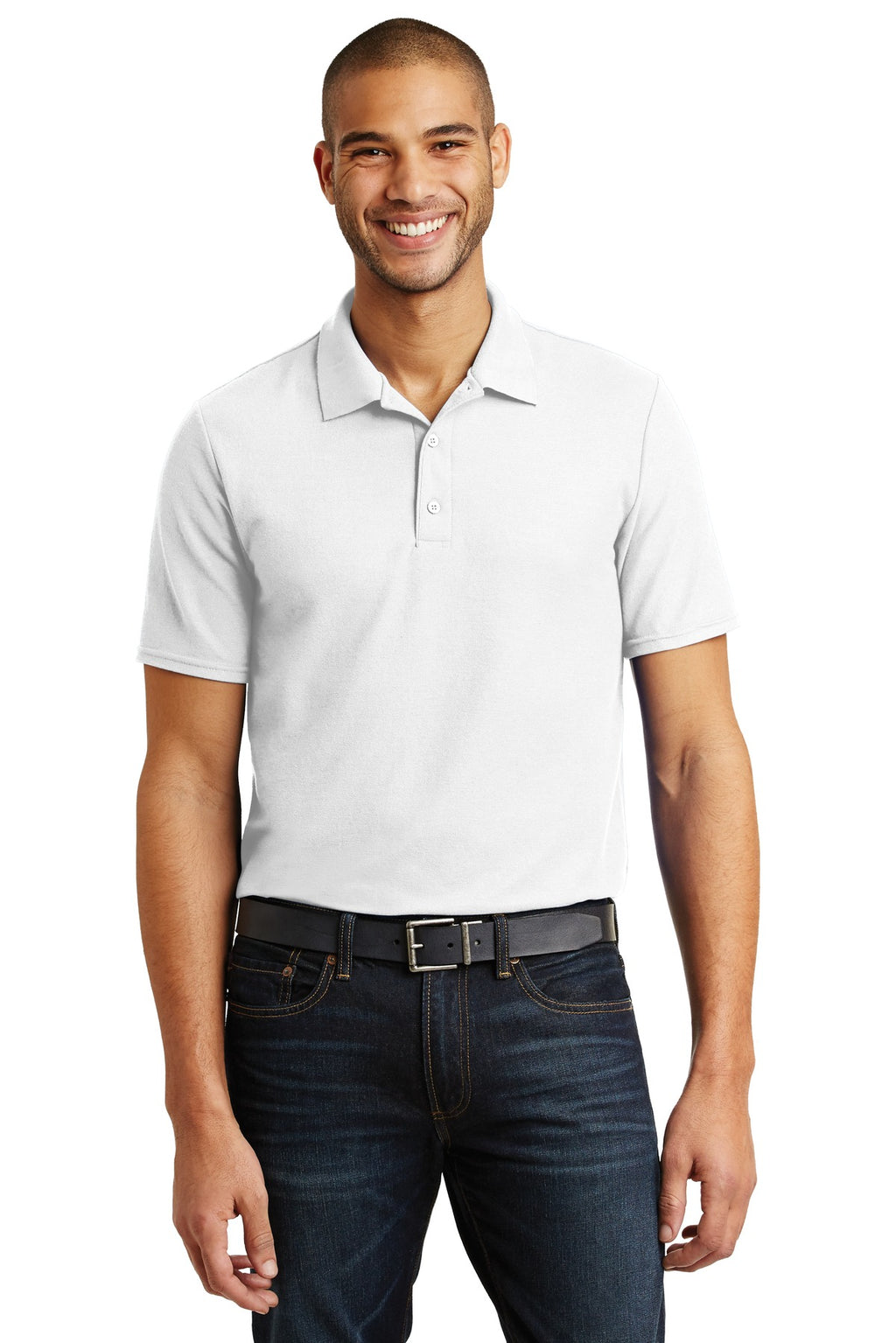 DISCONTINUED Gildan DryBlend 6-Ounce Double Pique Sport Shirt. 72800 - White - front