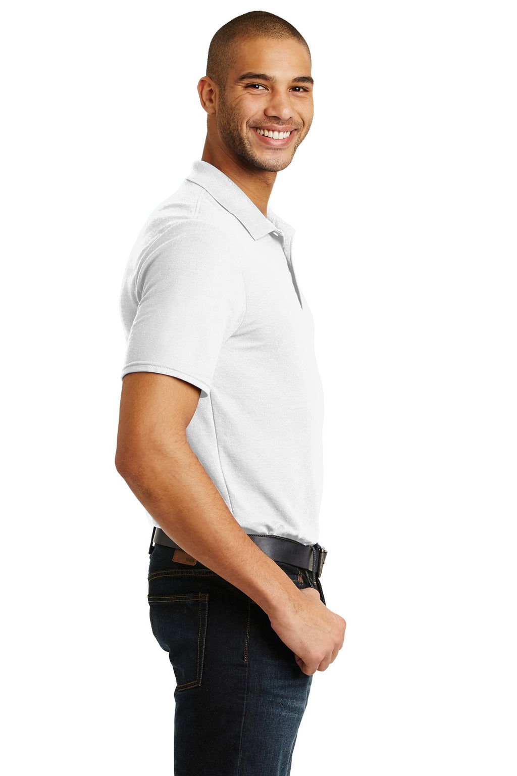 DISCONTINUED Gildan DryBlend 6-Ounce Double Pique Sport Shirt. 72800 - White - side