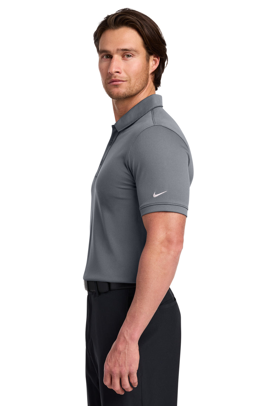 Nike Dri-FIT Solid Icon Pique Modern Fit Polo. 746099 - Dark Grey - side