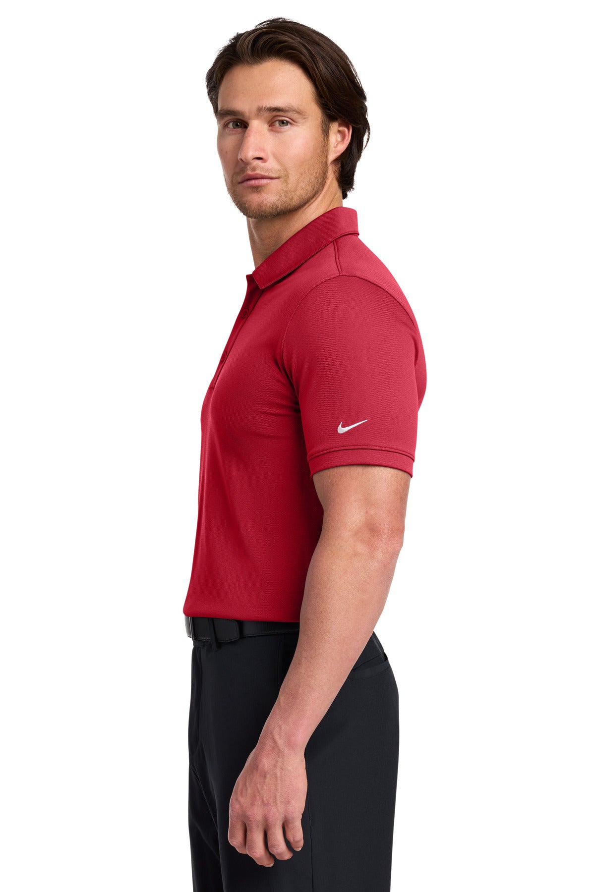 Nike Dri-FIT Solid Icon Pique Modern Fit Polo. 746099 - Gym Red - side
